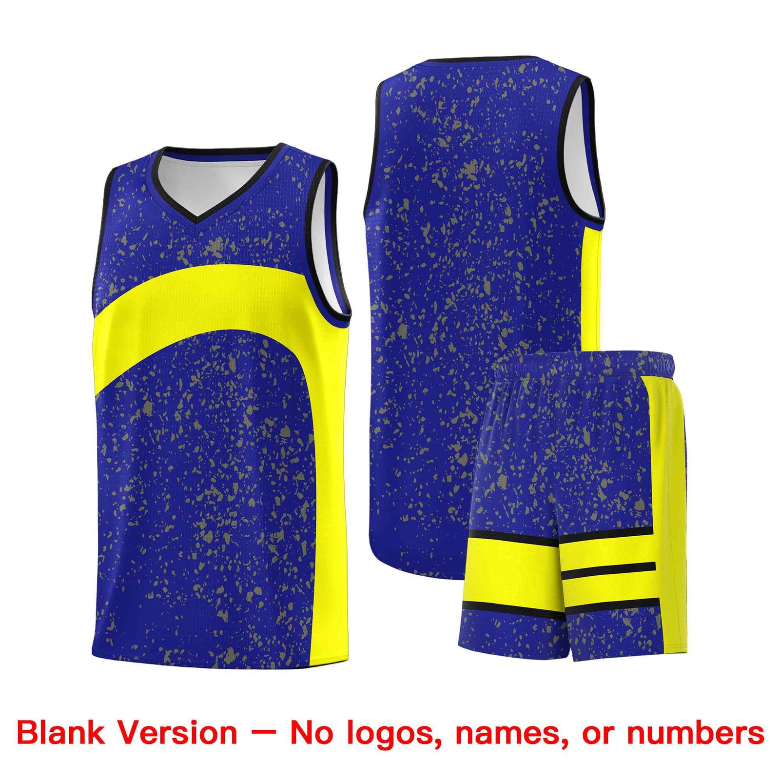 Custom Royal Fluorescent Yellow Dot Graffiti Pattern Irregular Team Names Sports Uniform Basketball Jersey