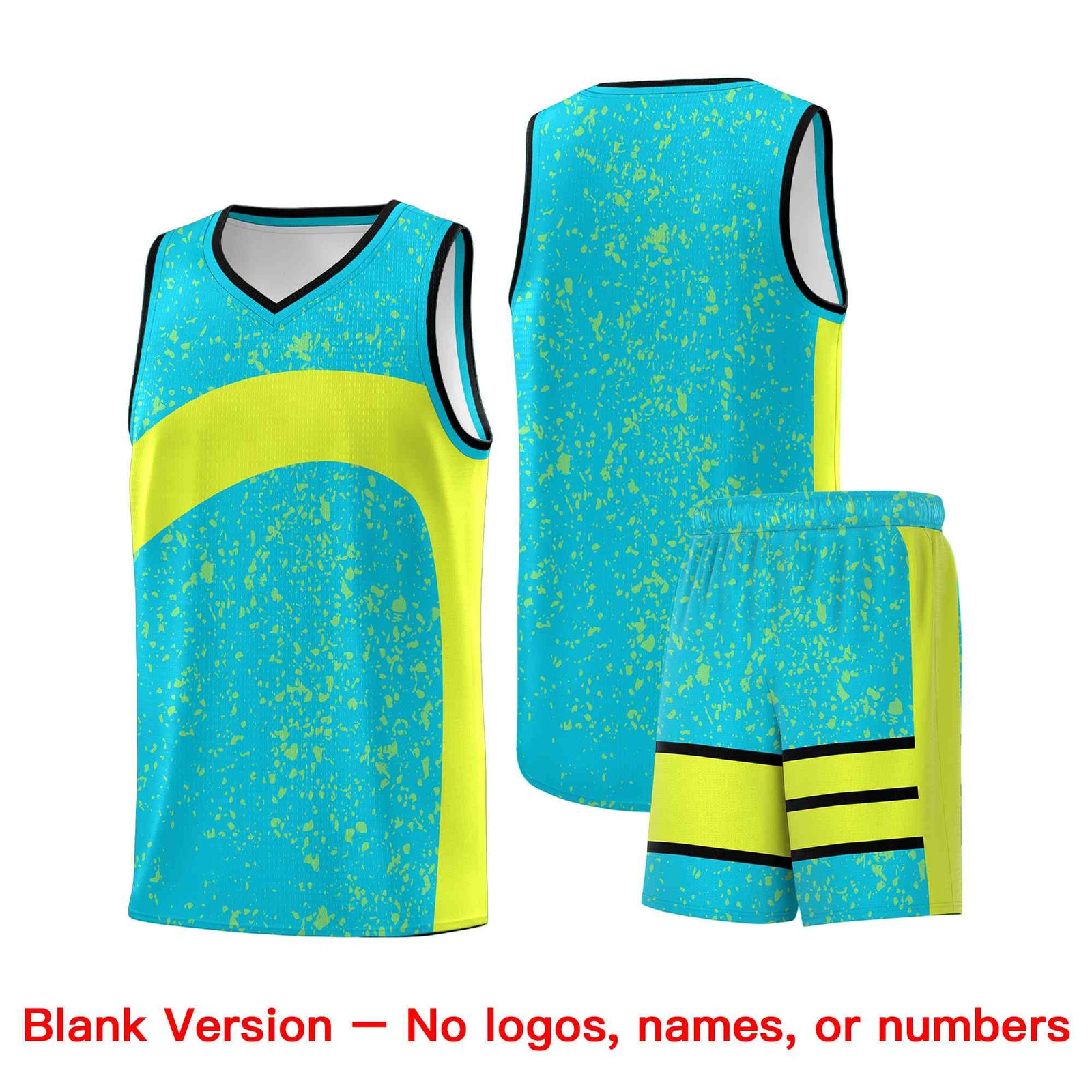 Custom Sky Blue Fluorescent Green Dot Graffiti Pattern Irregular Team Names Sports Uniform Basketball Jersey| KXKSHOP