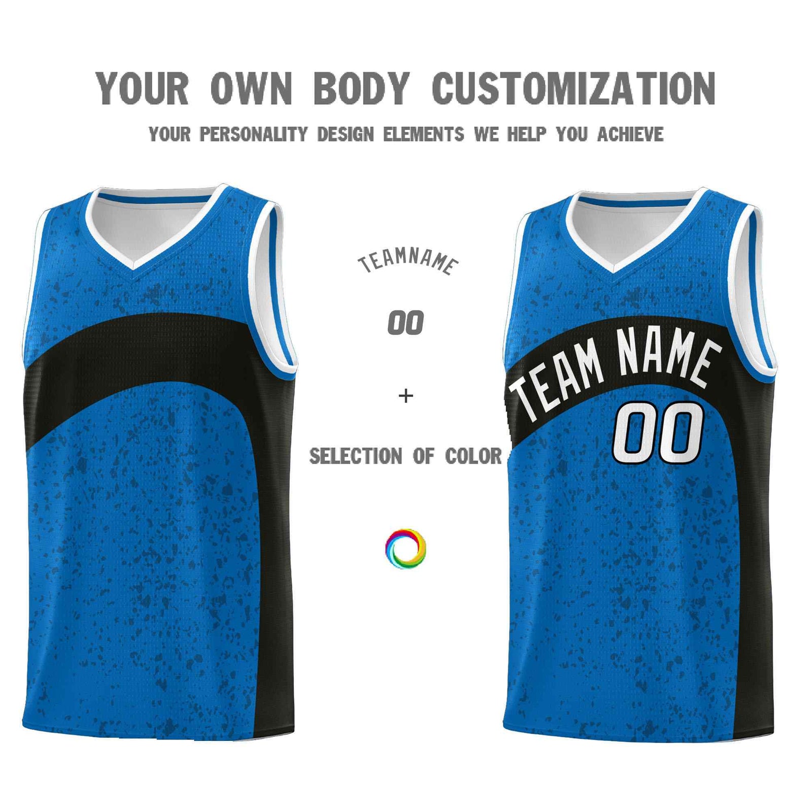 Custom Royal Black Dot Graffiti Pattern Irregular Team Names Sports Uniform Basketball Jersey