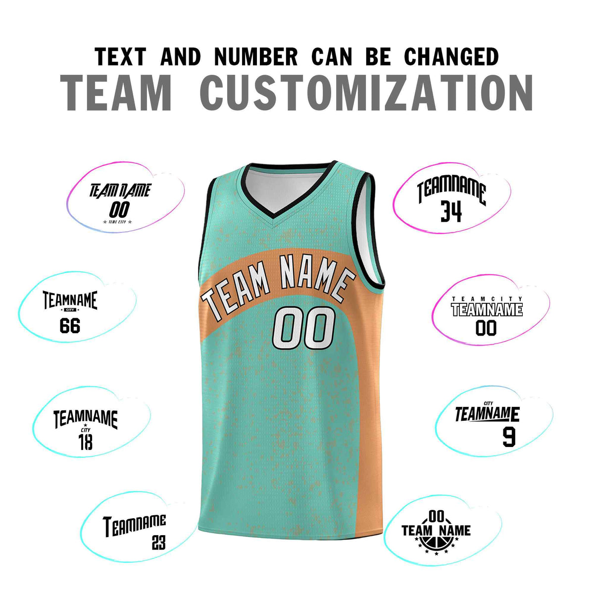 Custom Bright Green Buckskin Brown Dot Graffiti Pattern Irregular Team Names Sports Uniform Basketball Jersey
