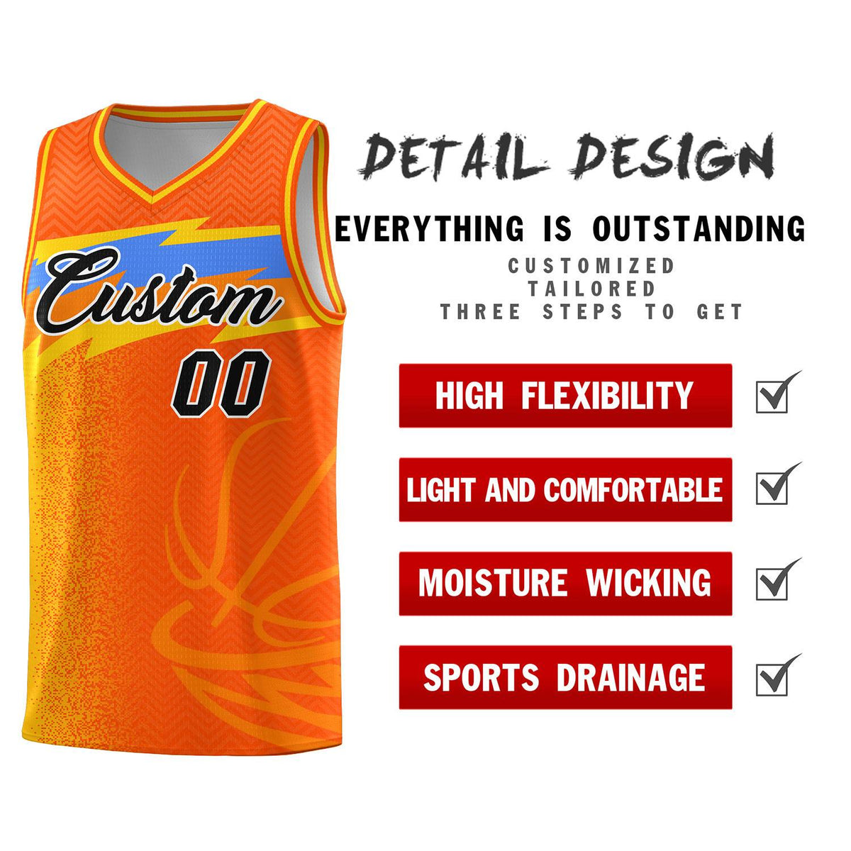 Custom Orange Dot Scatter Graffiti Pattern Sports Uniform Basketball Jersey