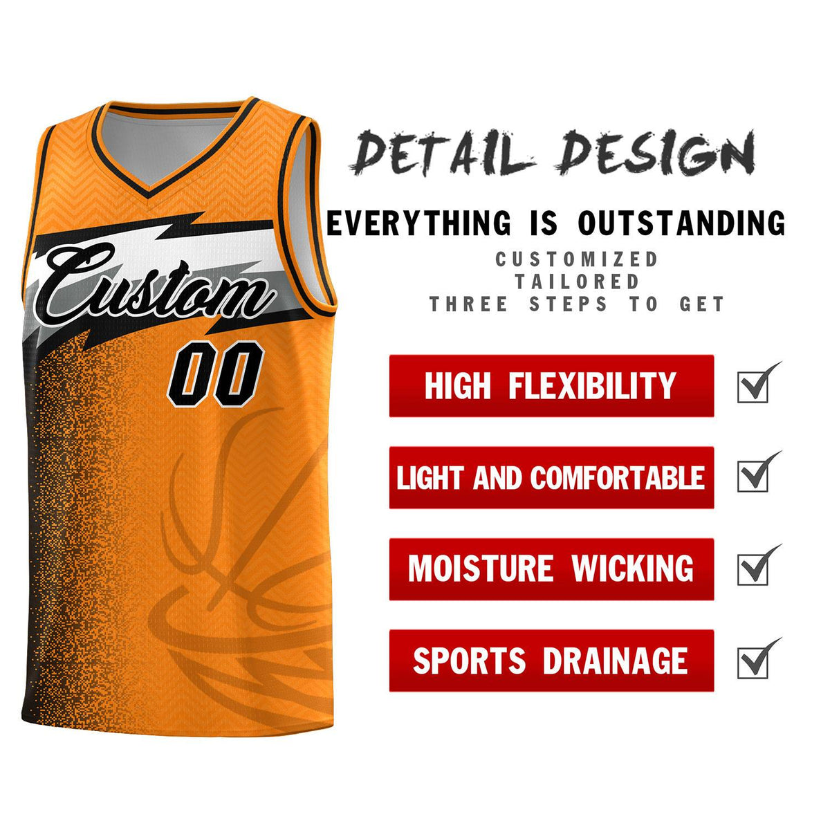 Custom Broncos Orange Dot Scatter Graffiti Pattern Sports Uniform Basketball Jersey