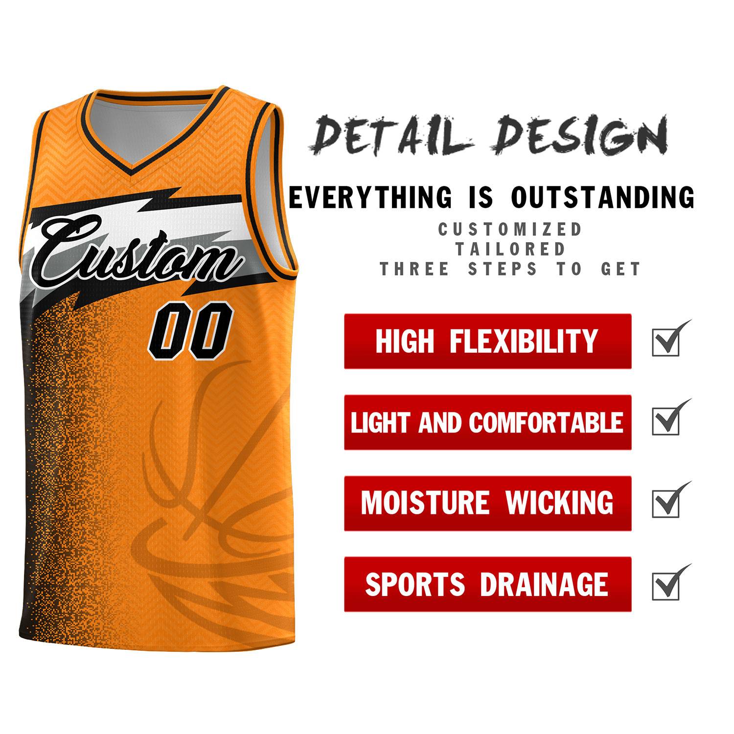 Custom Broncos Orange Dot Scatter Graffiti Pattern Sports Uniform Basketball Jersey