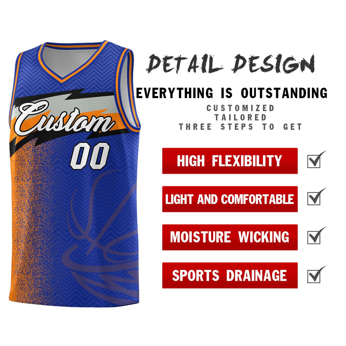 Custom Royal Dot Scatter Graffiti Pattern Sports Uniform Basketball Jersey