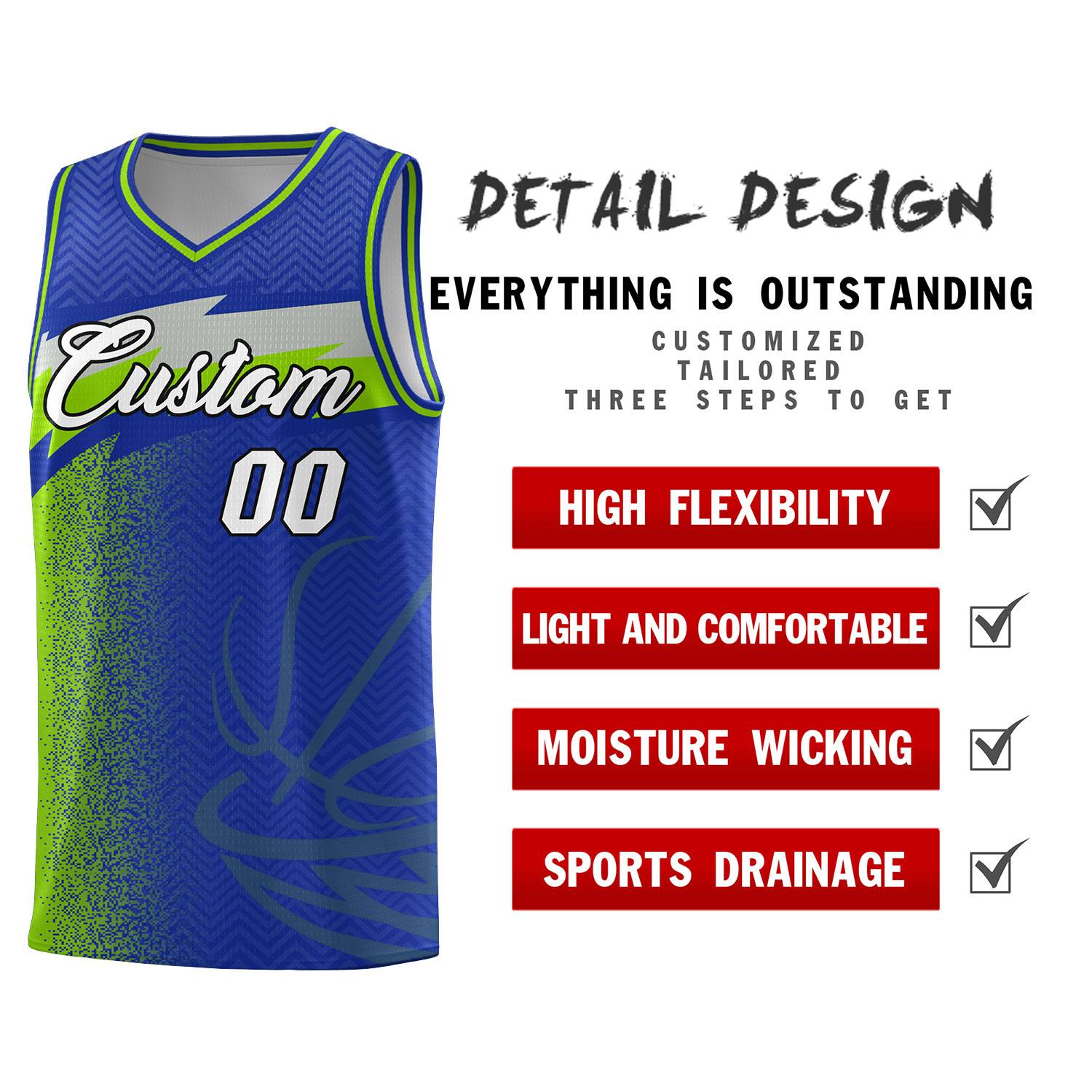 Custom Royal Dot Scatter Graffiti Pattern Sports Uniform Basketball Jersey