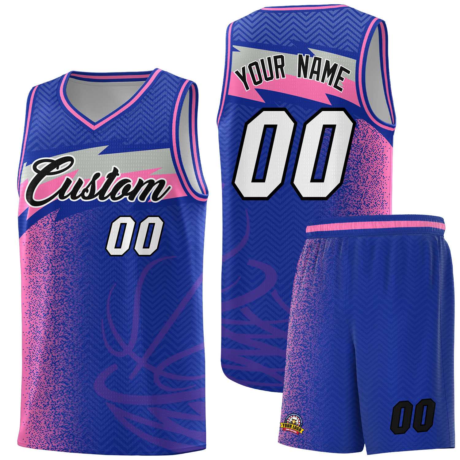 Custom Royal Dot Scatter Graffiti Pattern Sports Uniform Basketball Jersey