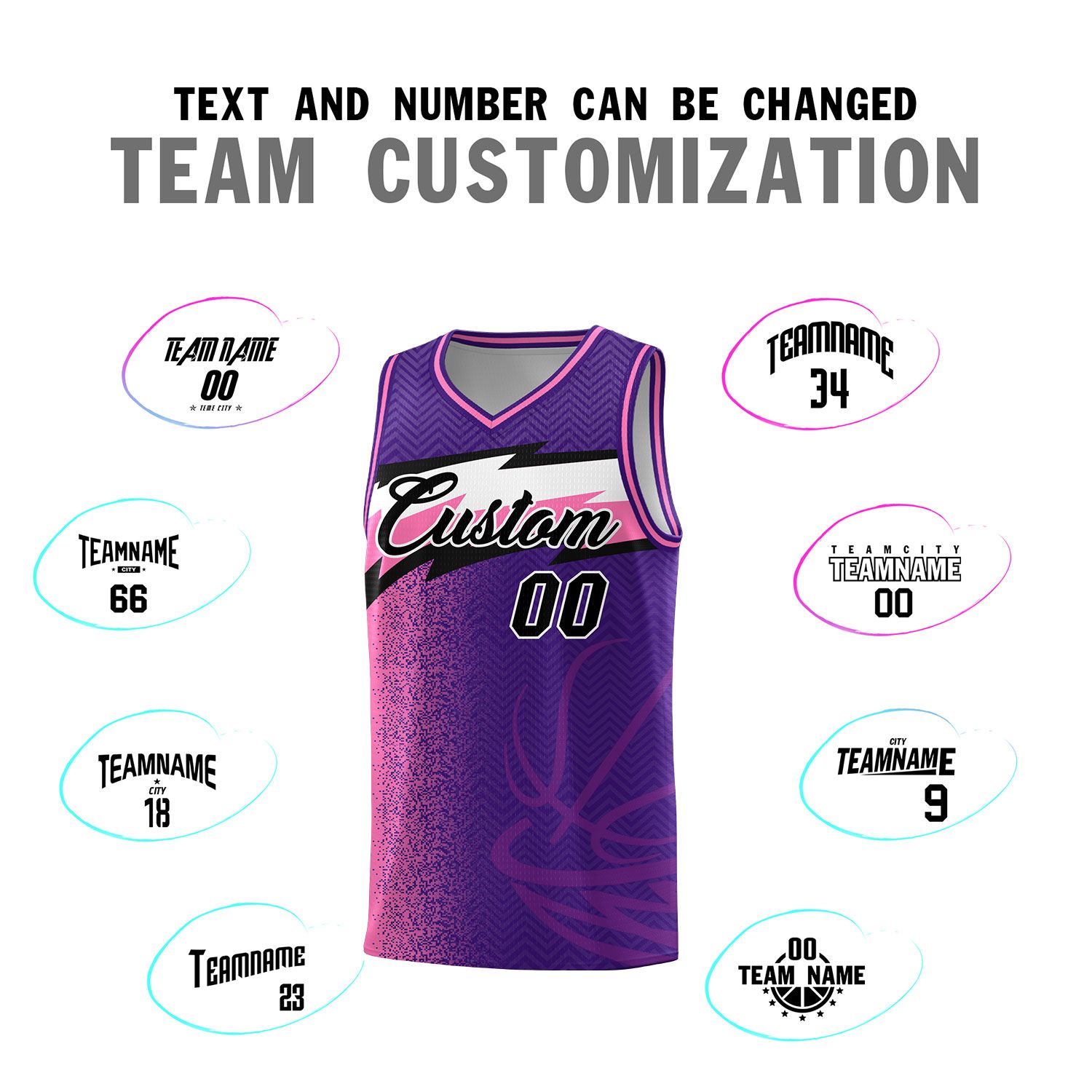 Custom Purple Dot Scatter Graffiti Pattern Sports Uniform Basketball Jersey