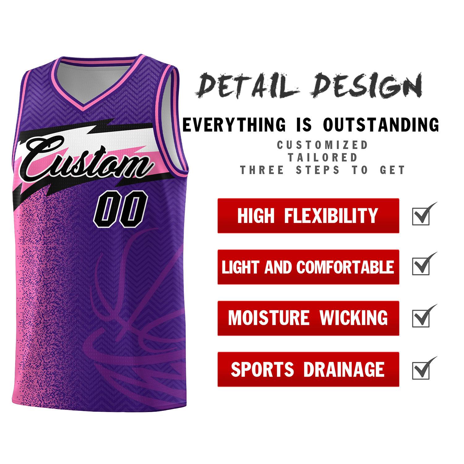 Custom Purple Dot Scatter Graffiti Pattern Sports Uniform Basketball Jersey