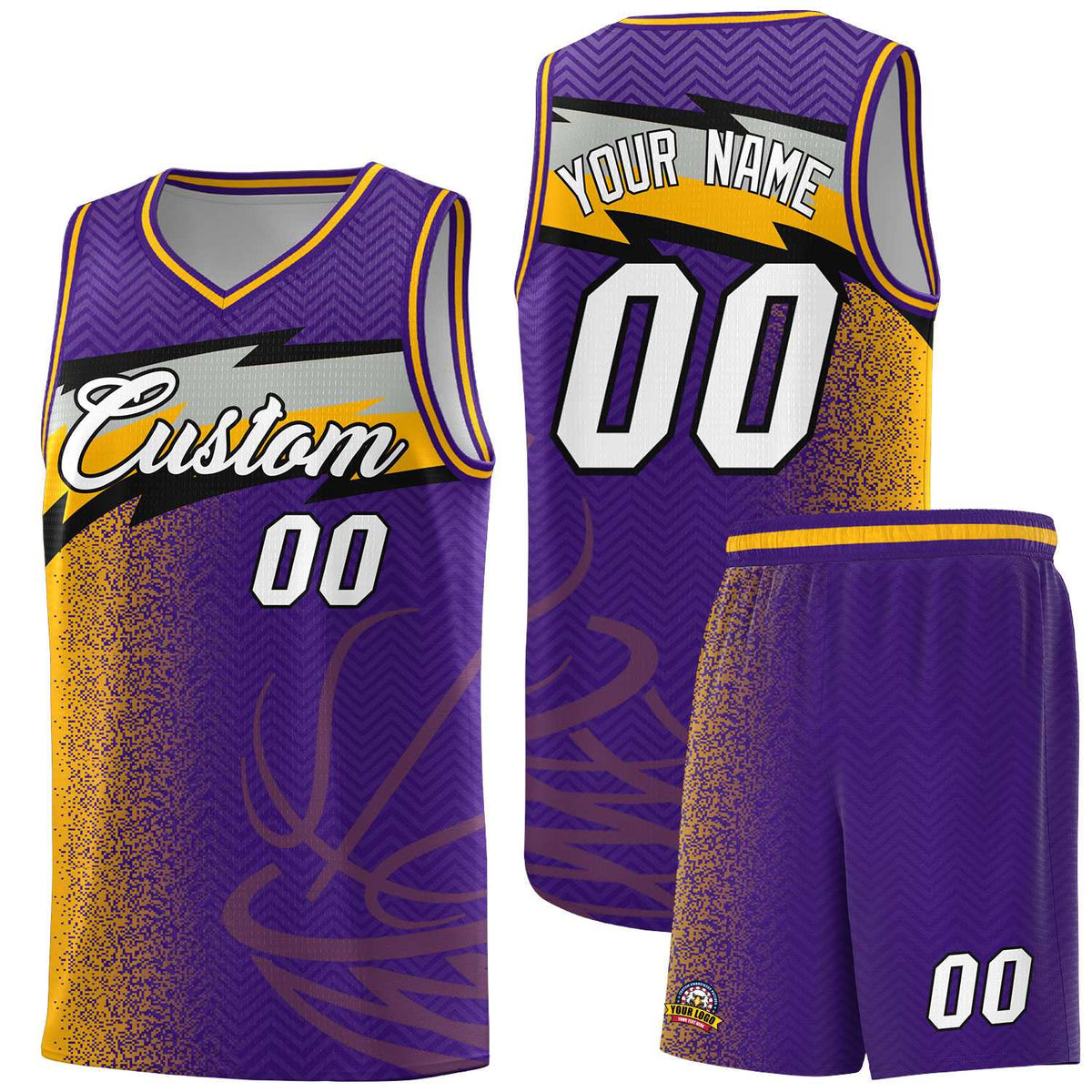 Custom Purple Dot Scatter Graffiti Pattern Sports Uniform Basketball Jersey