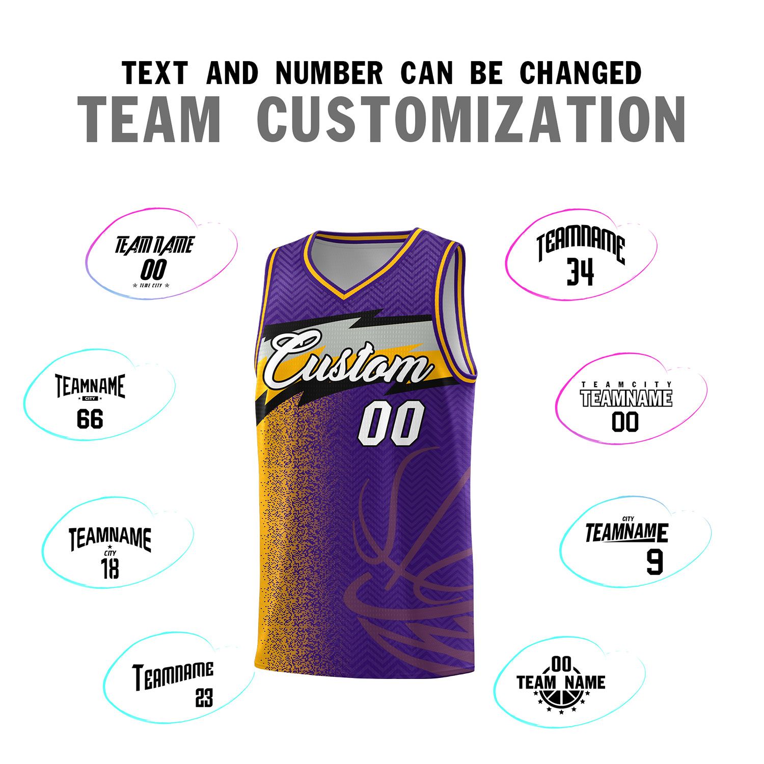 Custom Purple Dot Scatter Graffiti Pattern Sports Uniform Basketball Jersey