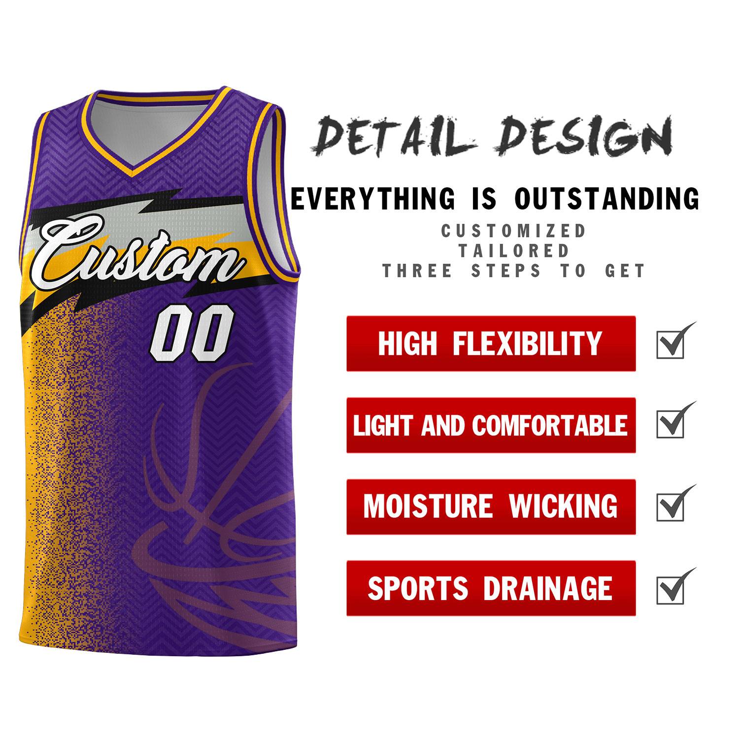Custom Purple Dot Scatter Graffiti Pattern Sports Uniform Basketball Jersey
