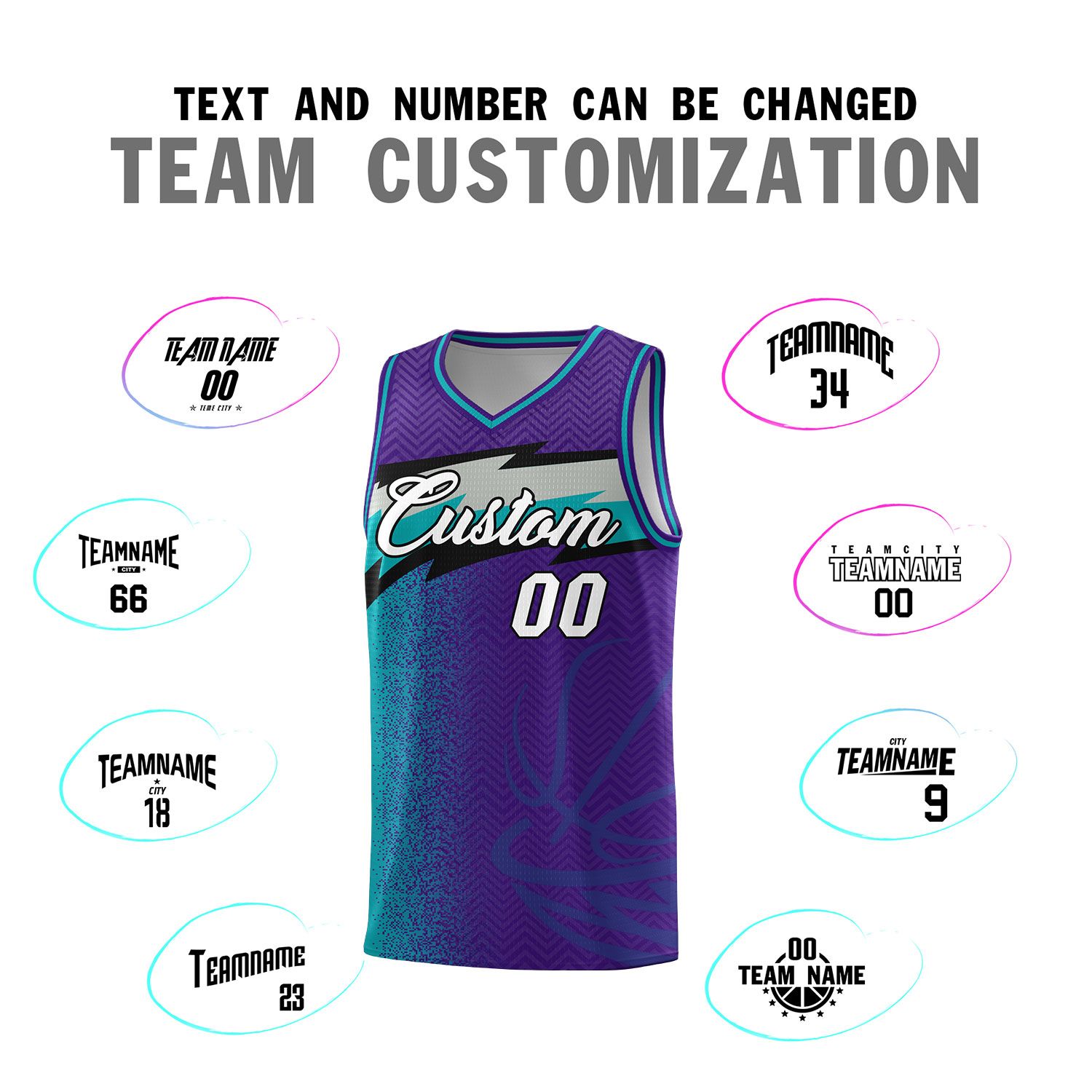 Custom Purple Dot Scatter Graffiti Pattern Sports Uniform Basketball Jersey