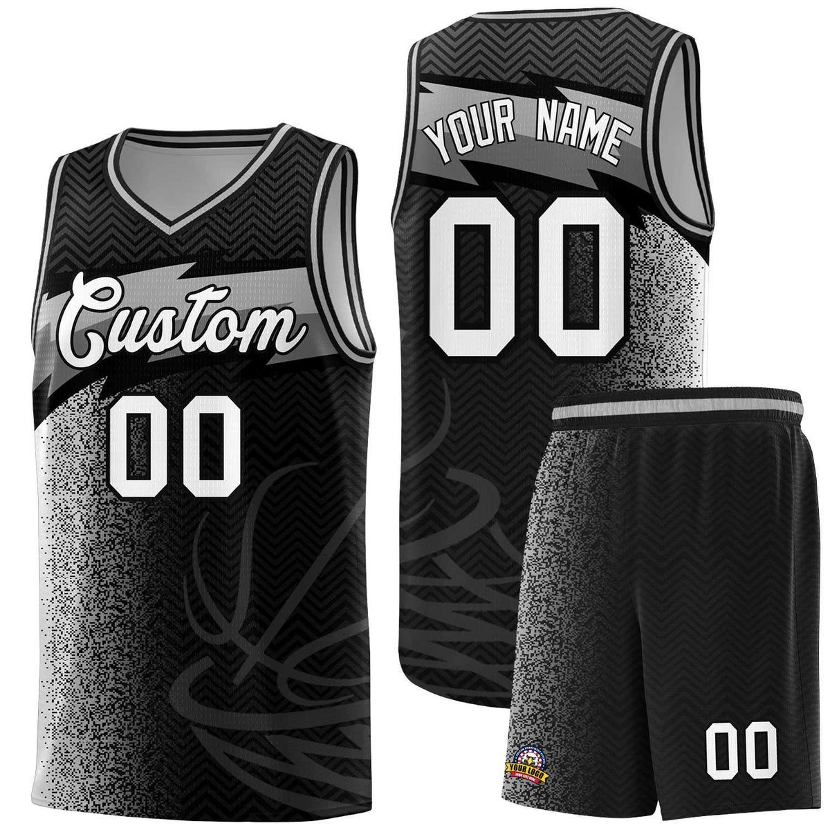 Custom Black Dot Scatter Graffiti Pattern Sports Uniform Basketball Jersey