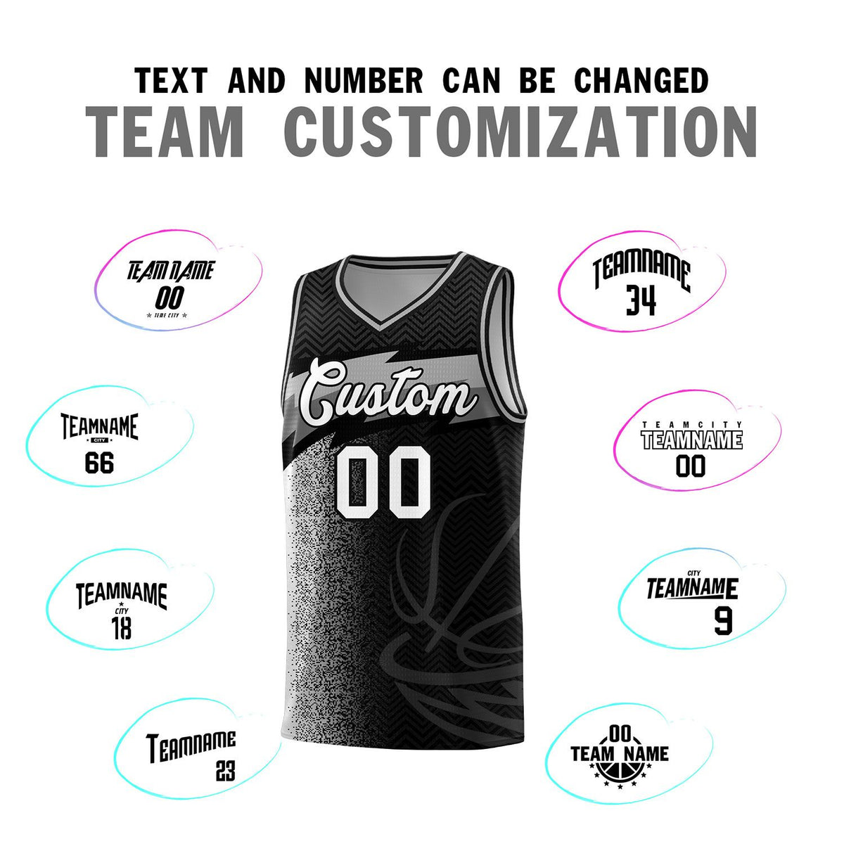 Custom Black Dot Scatter Graffiti Pattern Sports Uniform Basketball Jersey