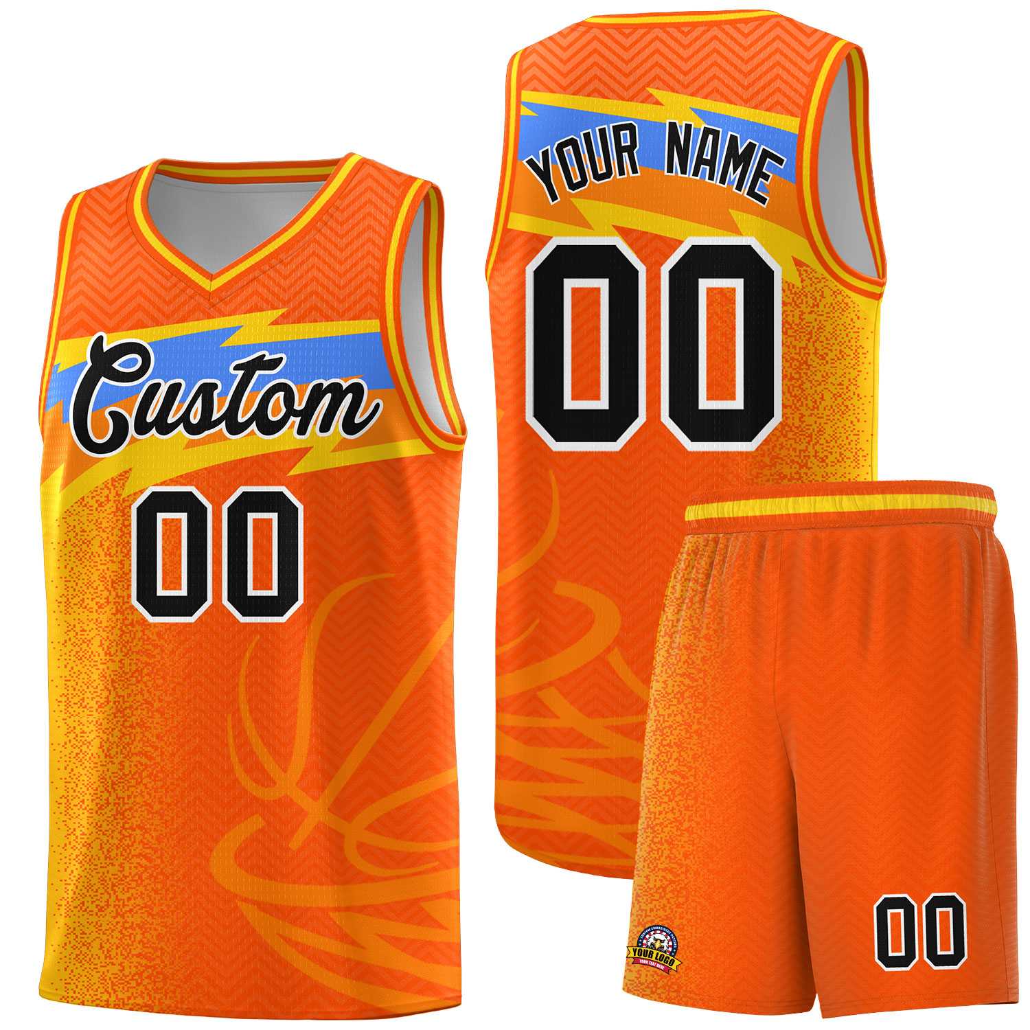 Custom Orange Dot Scatter Graffiti Pattern Sports Uniform Basketball Jersey