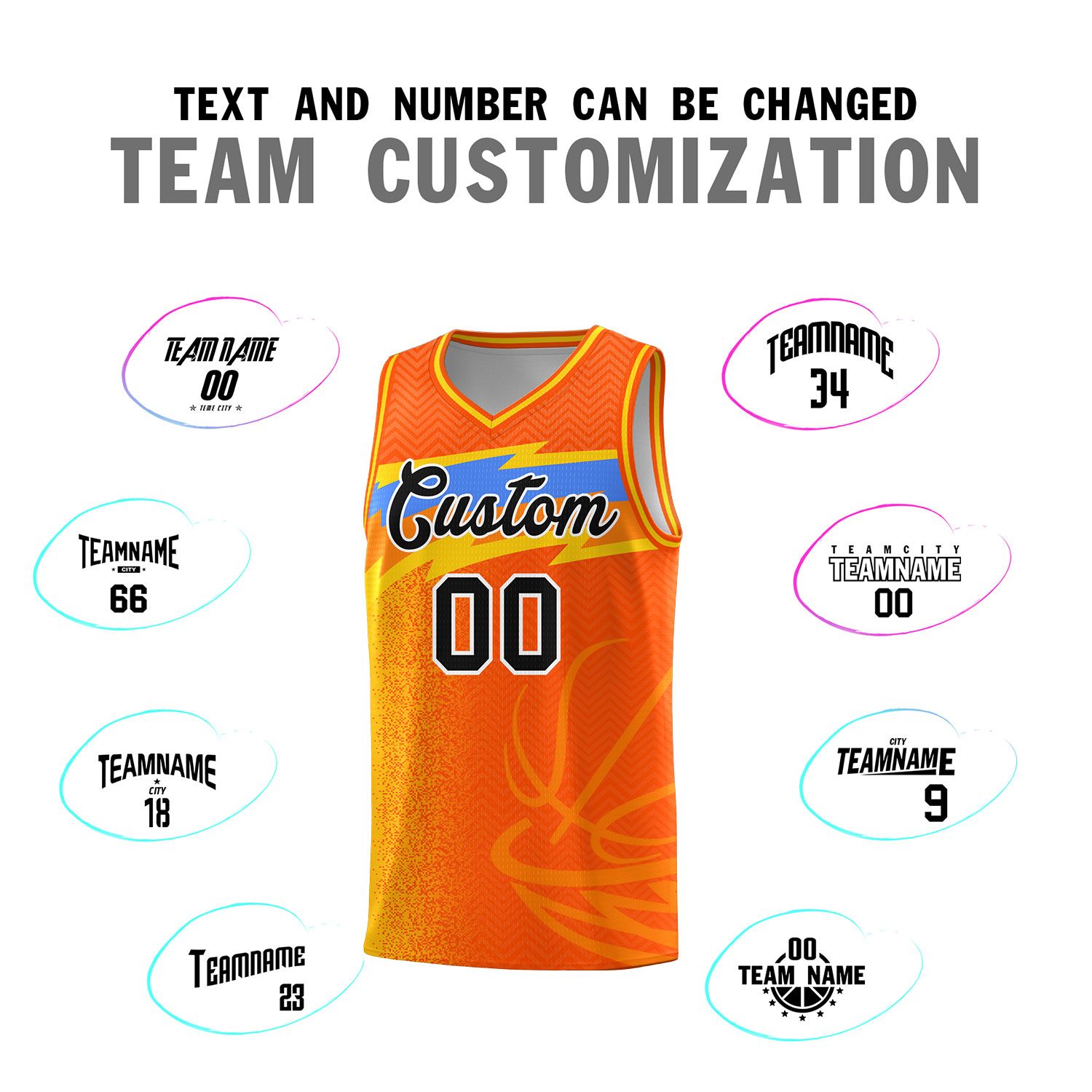 Custom Orange Dot Scatter Graffiti Pattern Sports Uniform Basketball Jersey