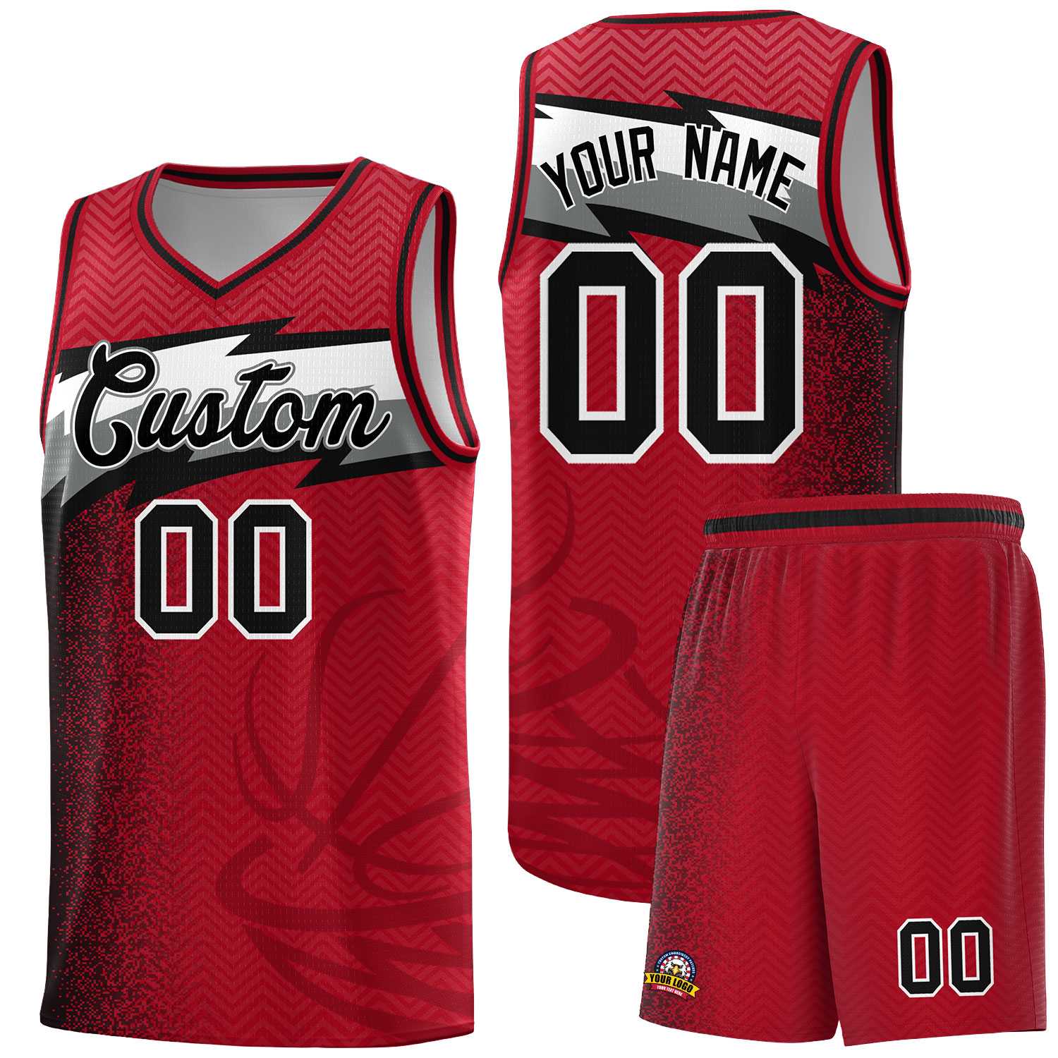 Custom Red Dot Scatter Graffiti Pattern Sports Uniform Basketball Jersey