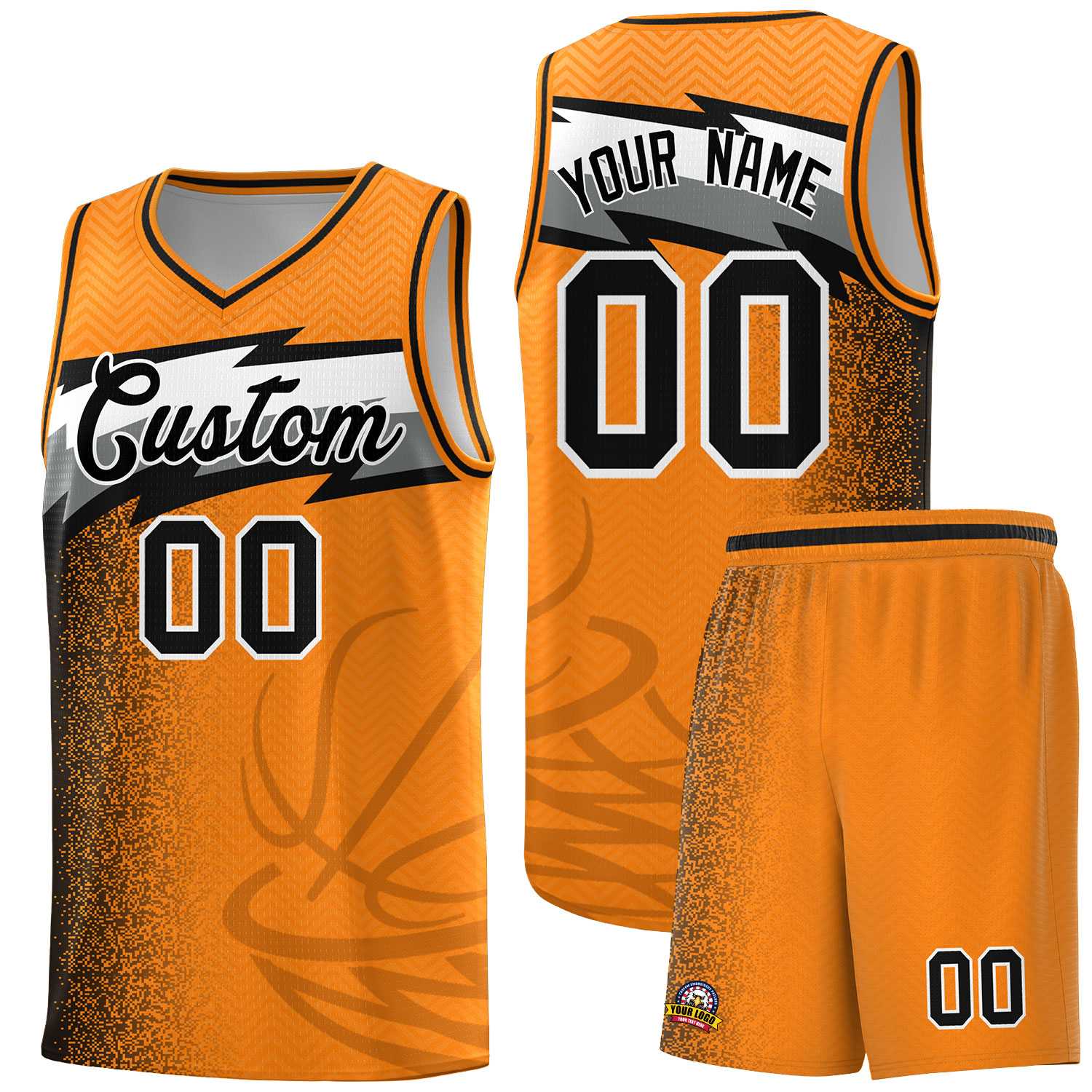 Custom Broncos Orange Dot Scatter Graffiti Pattern Sports Uniform Basketball Jersey