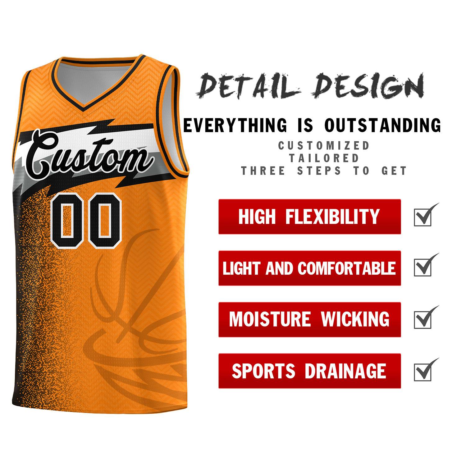 Custom Broncos Orange Dot Scatter Graffiti Pattern Sports Uniform Basketball Jersey