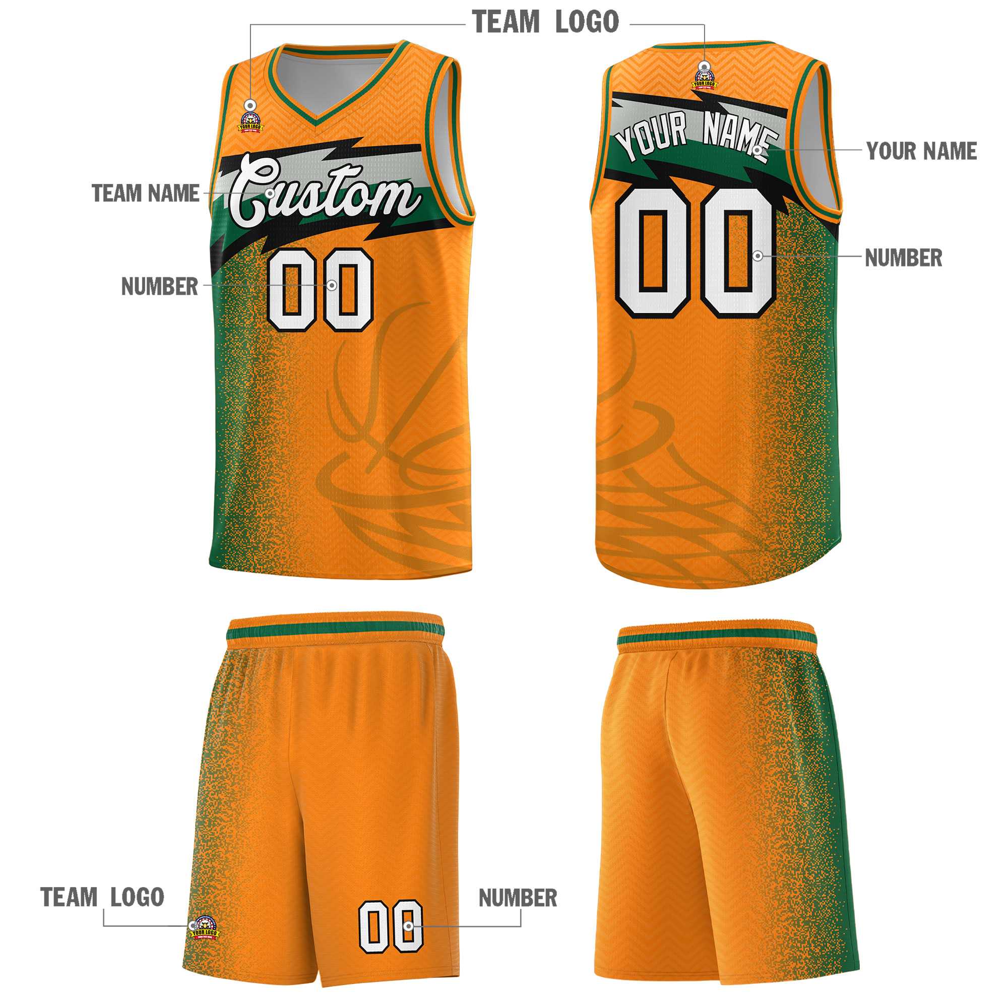 Custom Broncos Orange Dot Scatter Graffiti Pattern Sports Uniform Basketball Jersey