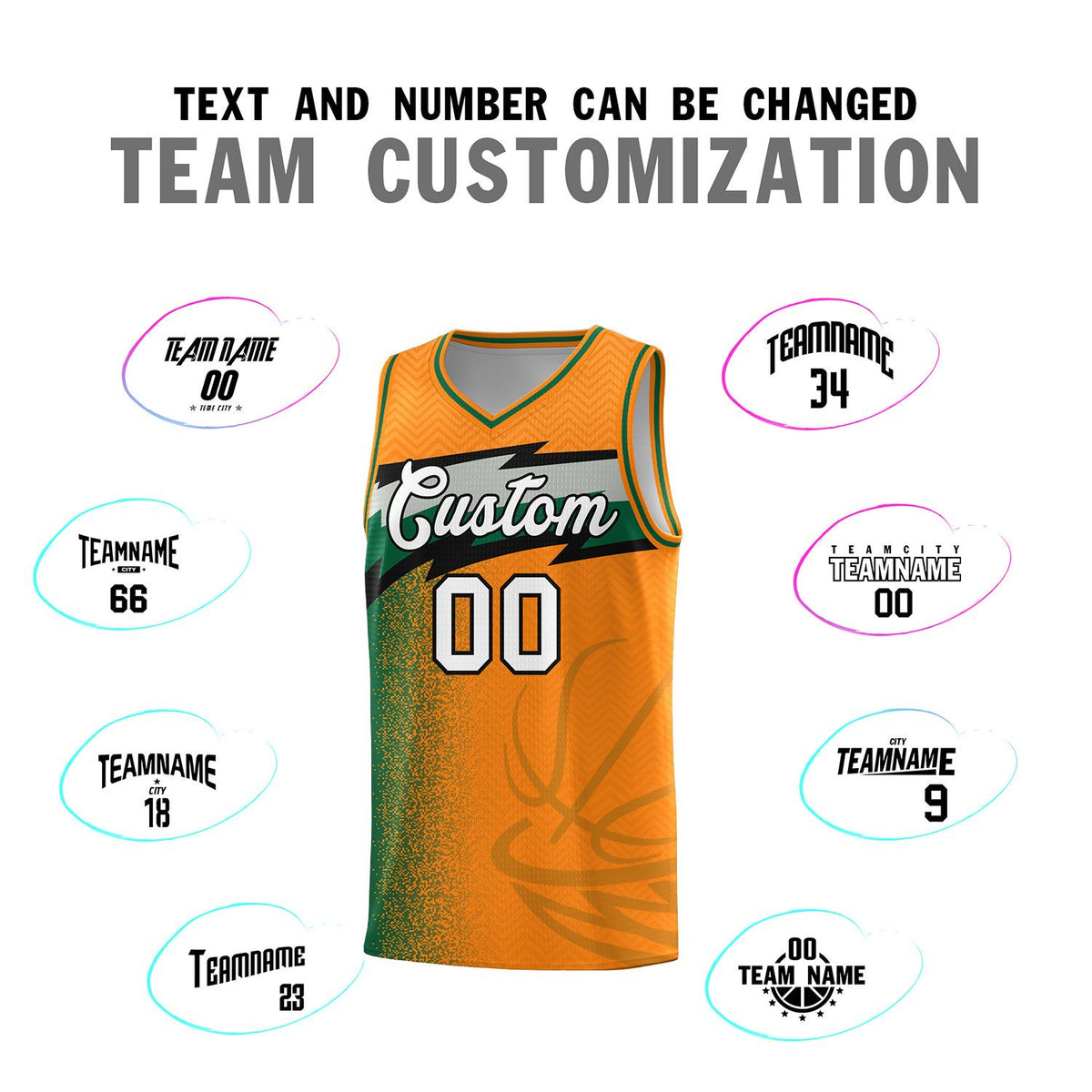 Custom Broncos Orange Dot Scatter Graffiti Pattern Sports Uniform Basketball Jersey
