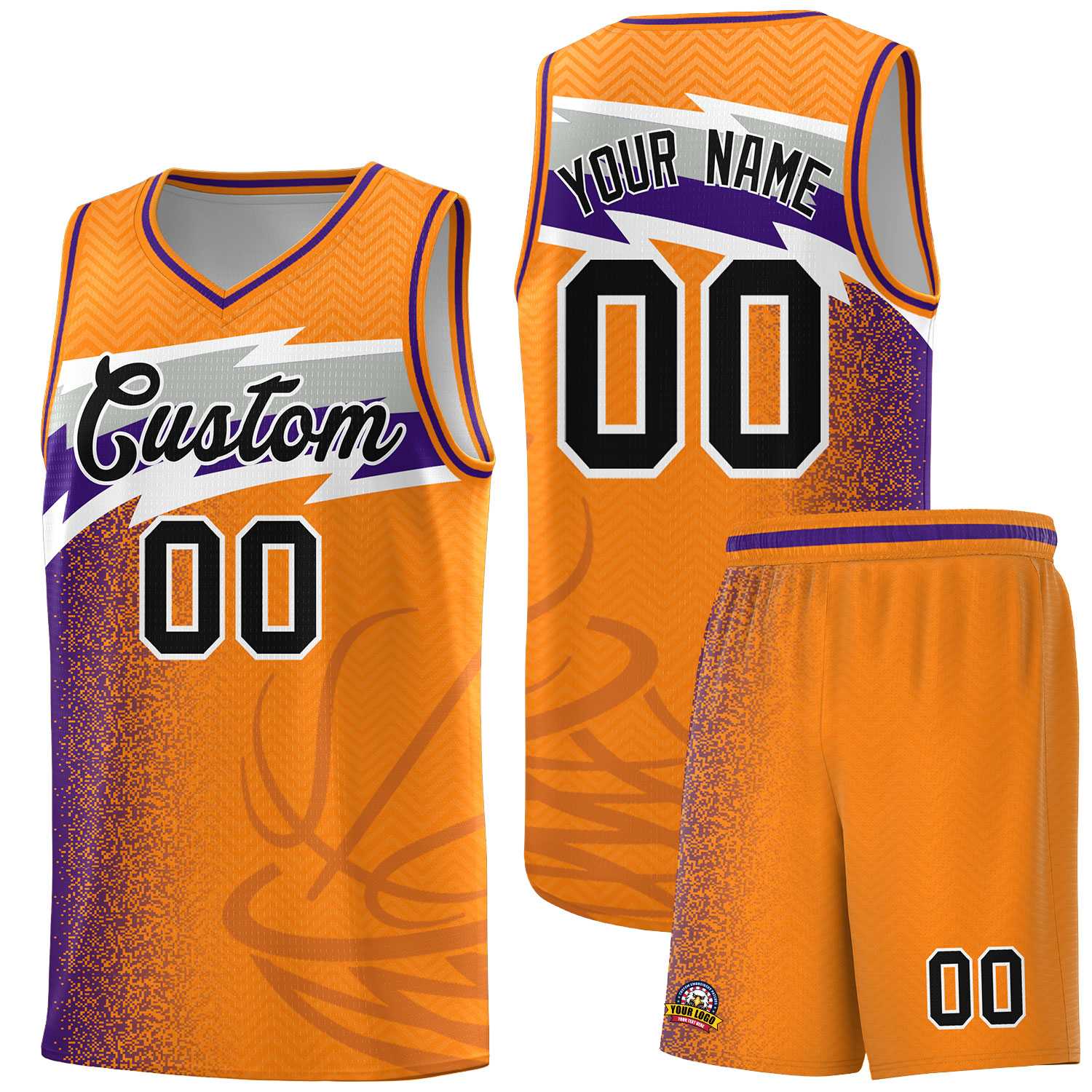 Custom Broncos Orange Dot Scatter Graffiti Pattern Sports Uniform Basketball Jersey