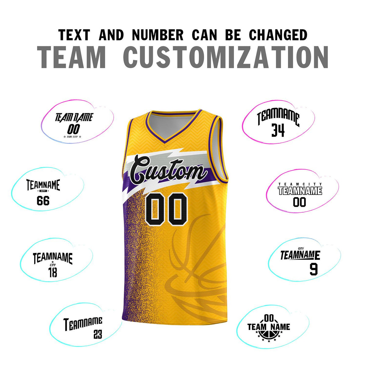 Custom Gold Dot Scatter Graffiti Pattern Sports Uniform Basketball Jersey