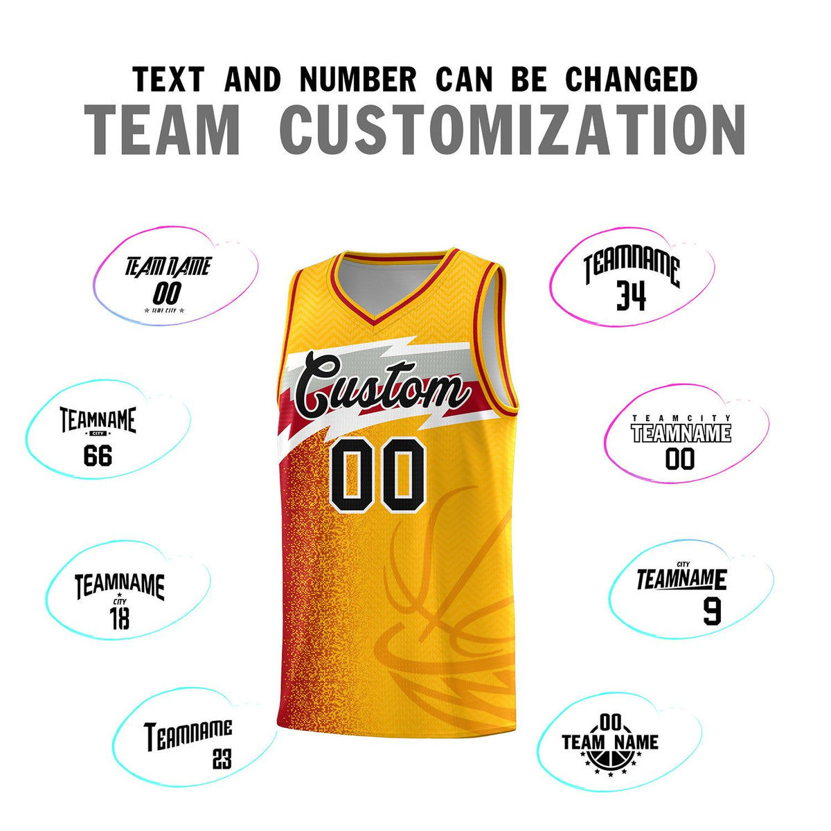 Custom Gold Dot Scatter Graffiti Pattern Sports Uniform Basketball Jersey