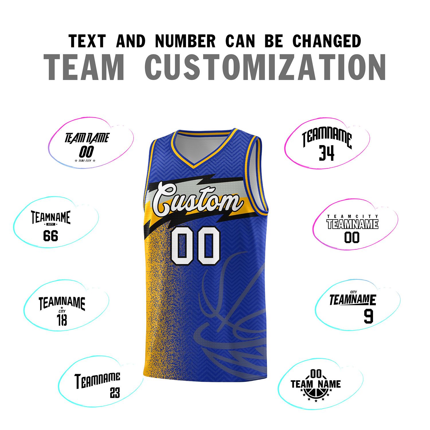 Custom Royal Dot Scatter Graffiti Pattern Sports Uniform Basketball Jersey
