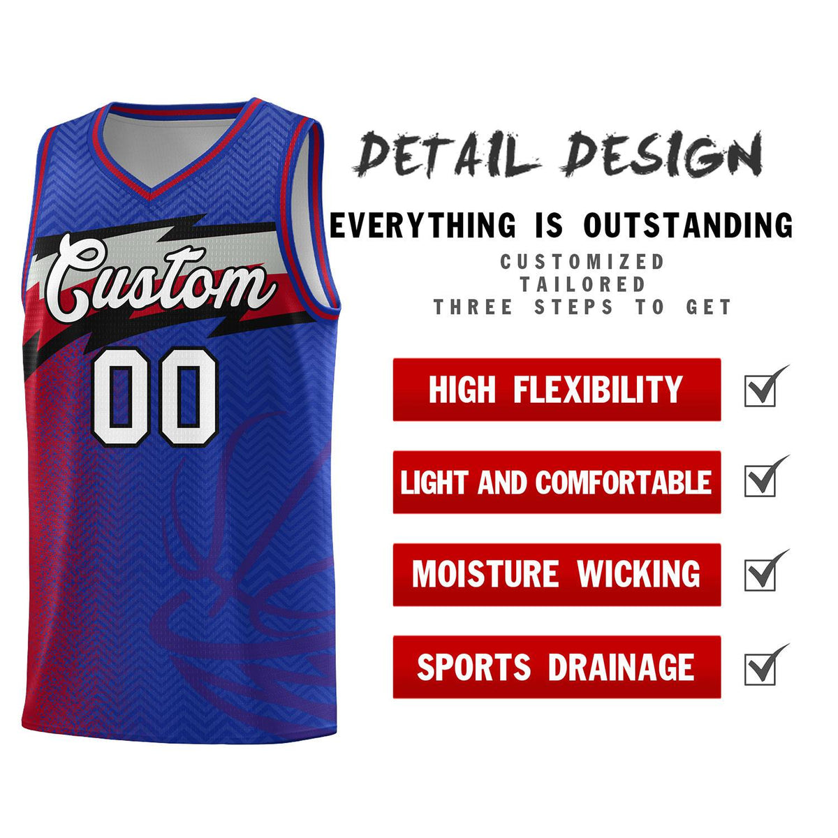 Custom Royal Dot Scatter Graffiti Pattern Sports Uniform Basketball Jersey