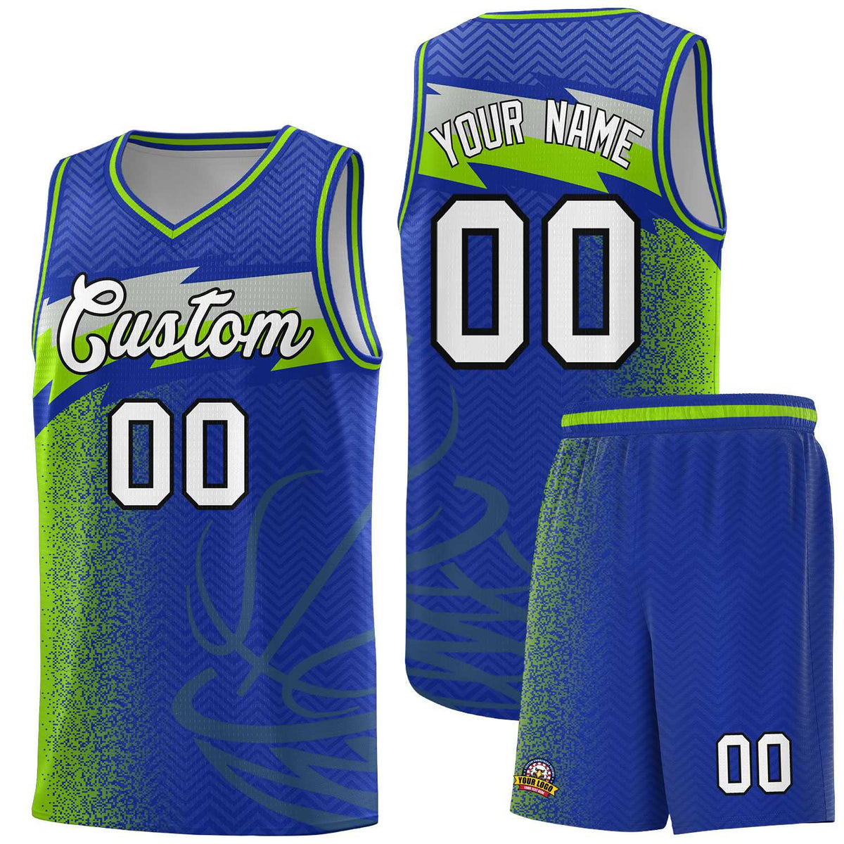 Custom Royal Dot Scatter Graffiti Pattern Sports Uniform Basketball Jersey