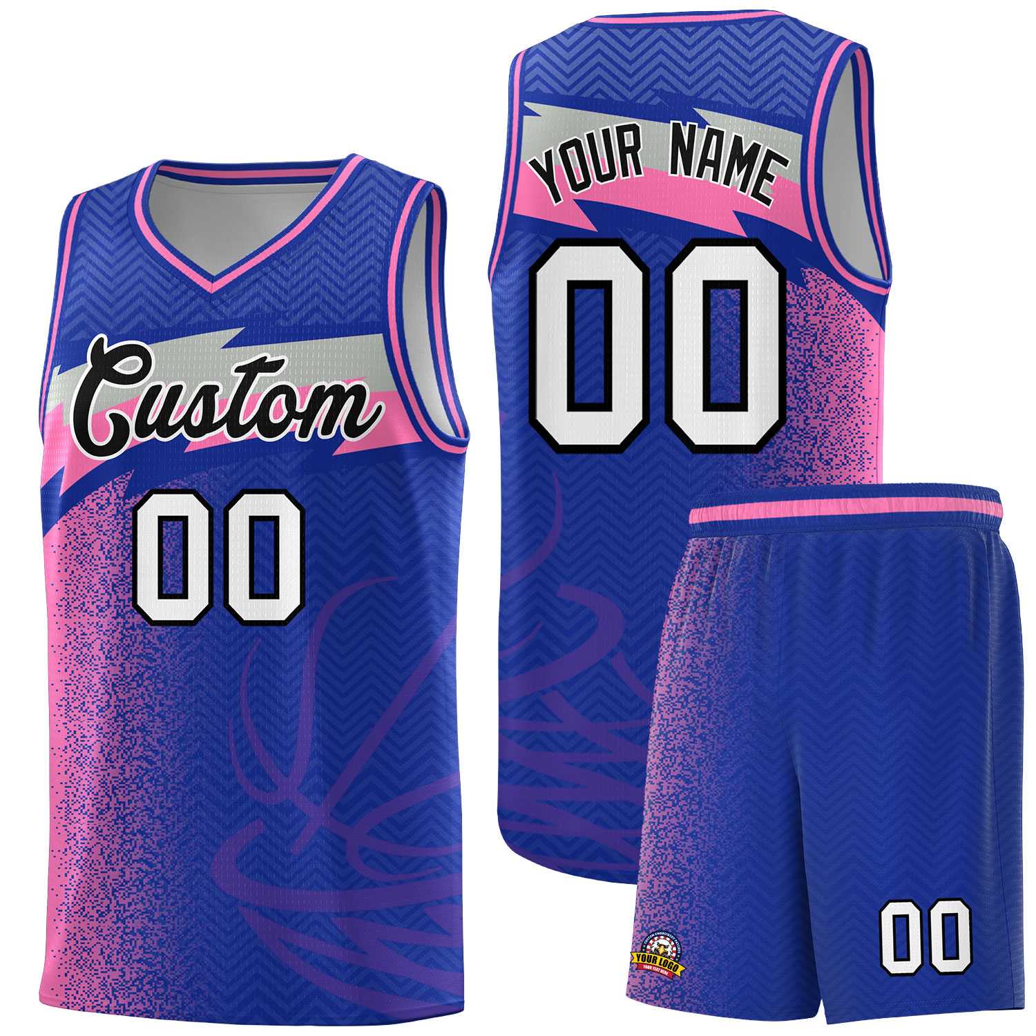 Custom Royal Dot Scatter Graffiti Pattern Sports Uniform Basketball Jersey