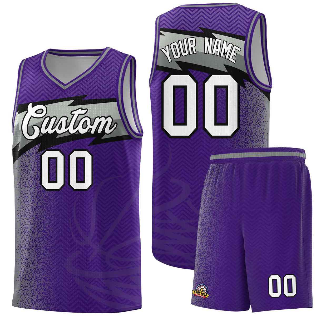 Custom Purple Dot Scatter Graffiti Pattern Sports Uniform Basketball Jersey