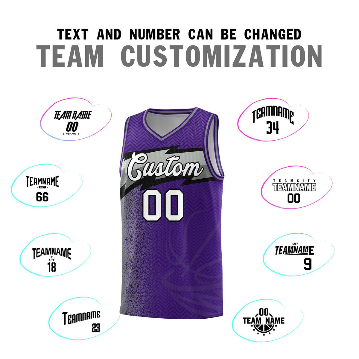 Custom Purple Dot Scatter Graffiti Pattern Sports Uniform Basketball Jersey