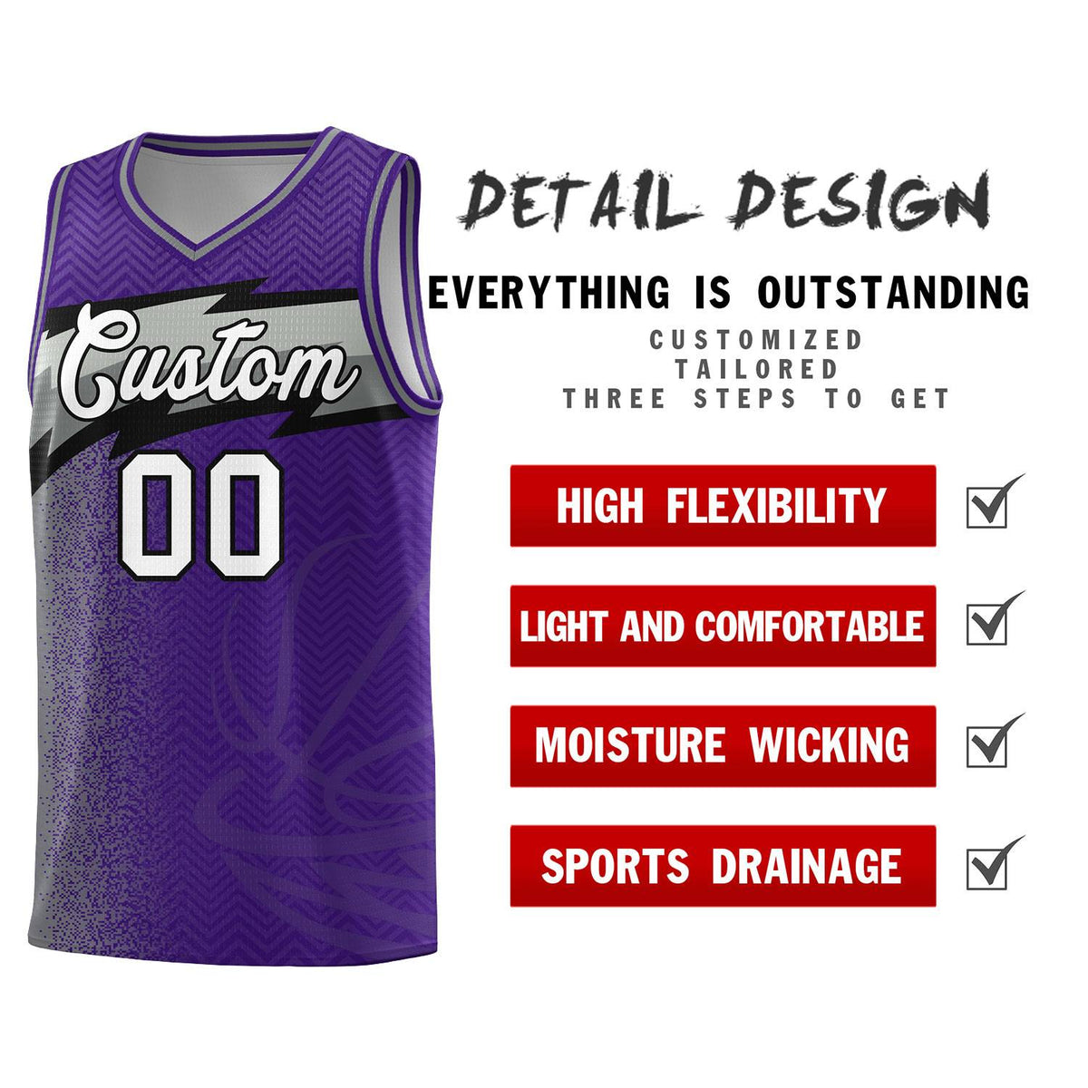Custom Purple Dot Scatter Graffiti Pattern Sports Uniform Basketball Jersey