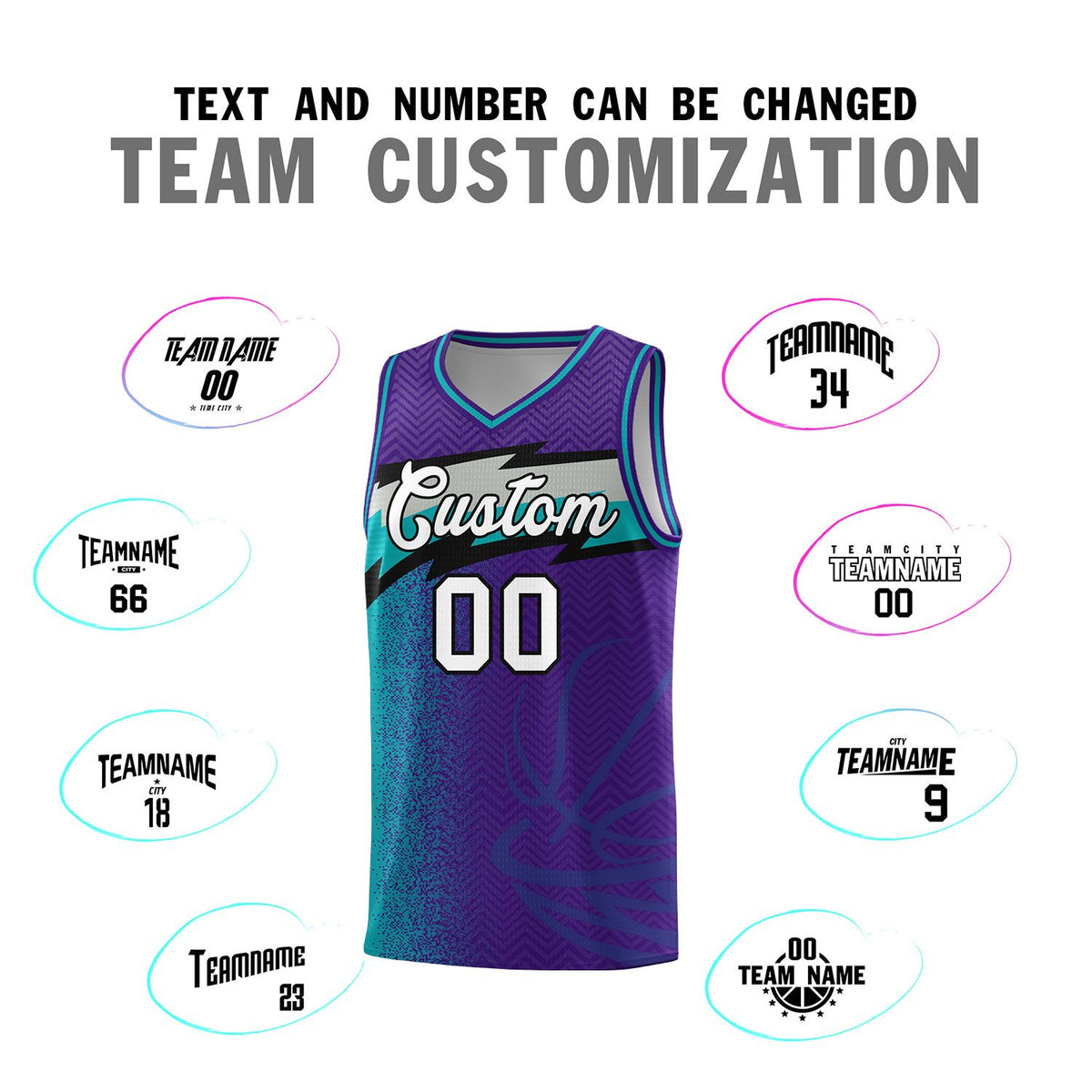 Custom Purple Dot Scatter Graffiti Pattern Sports Uniform Basketball Jersey