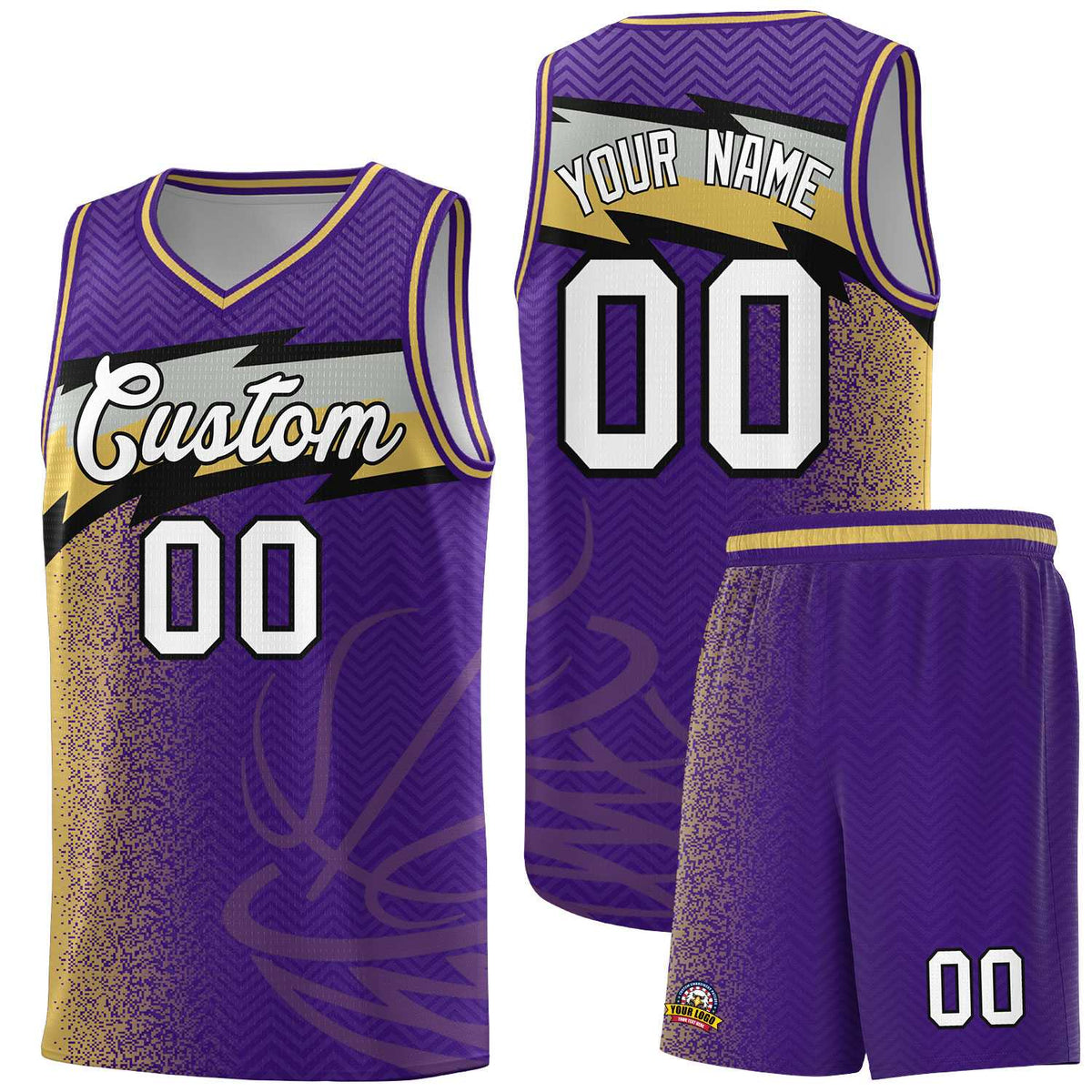 Custom Purple Dot Scatter Graffiti Pattern Sports Uniform Basketball Jersey