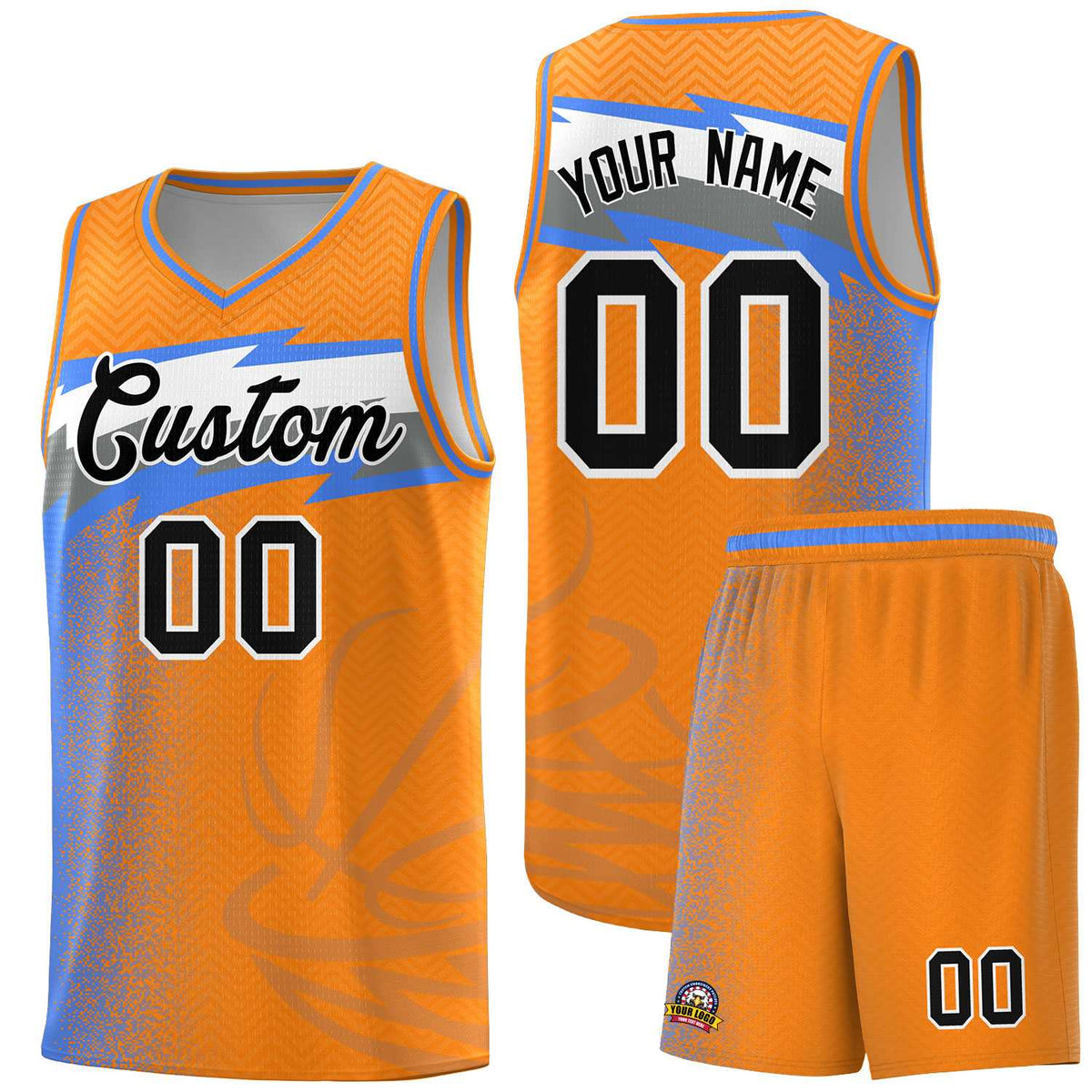 Custom Broncos Orange Dot Scatter Graffiti Pattern Sports Uniform Basketball Jersey