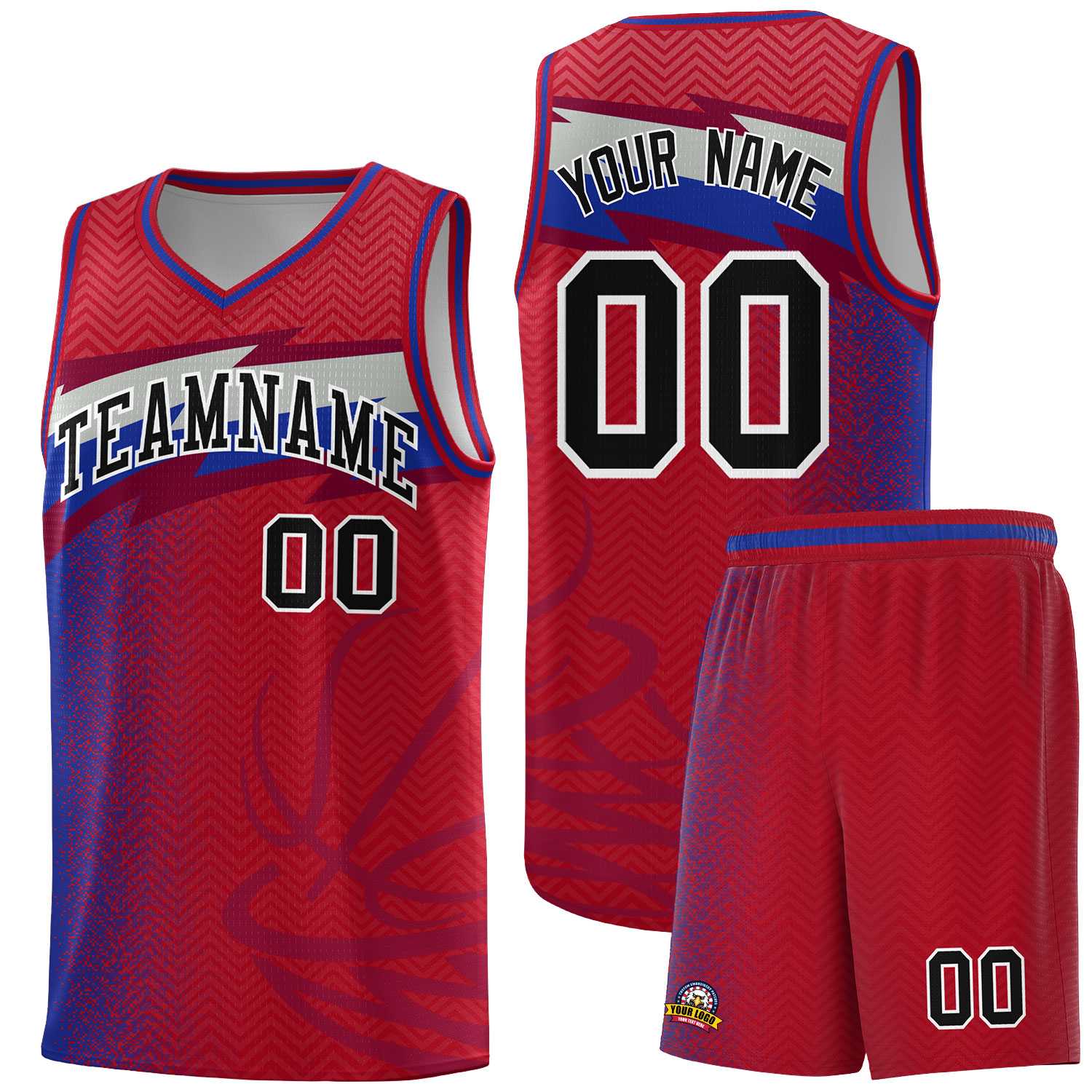 Custom Red Dot Scatter Graffiti Pattern Sports Uniform Basketball Jersey