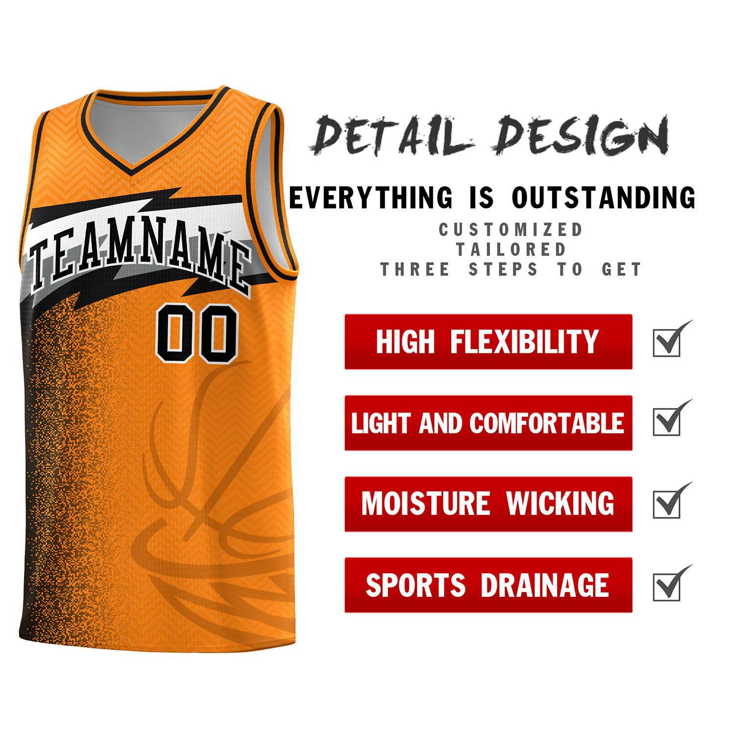 Custom Broncos Orange Dot Scatter Graffiti Pattern Sports Uniform Basketball Jersey