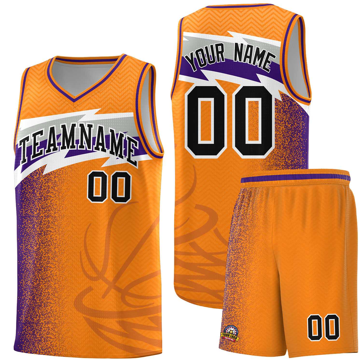 Custom Broncos Orange Dot Scatter Graffiti Pattern Sports Uniform Basketball Jersey