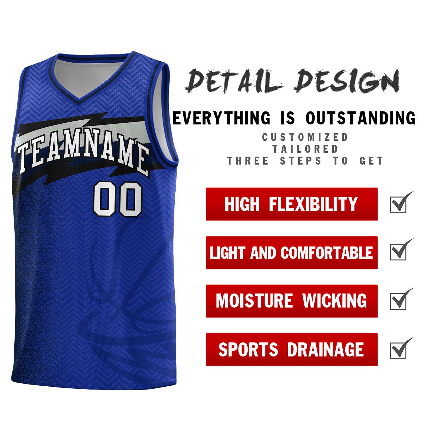 Custom Royal Dot Scatter Graffiti Pattern Sports Uniform Basketball Jersey