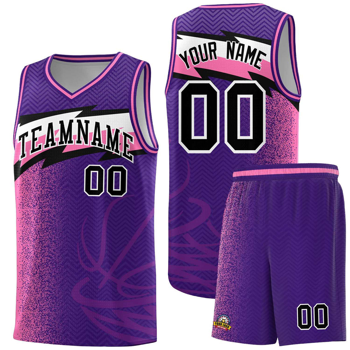 Custom Purple Dot Scatter Graffiti Pattern Sports Uniform Basketball Jersey