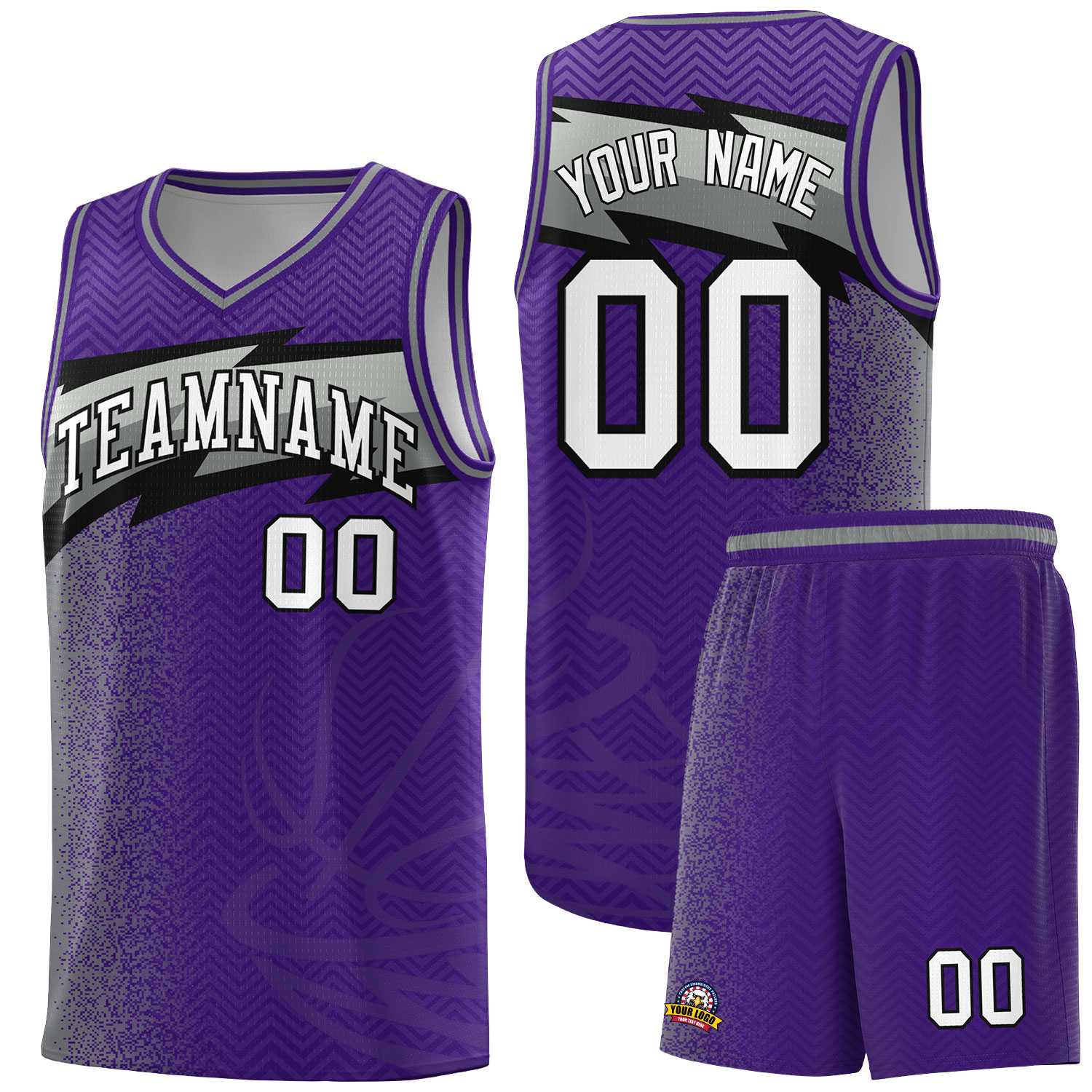 Custom Purple Dot Scatter Graffiti Pattern Sports Uniform Basketball Jersey