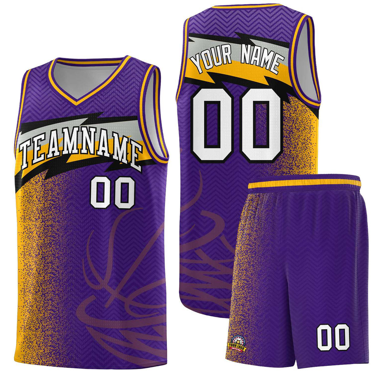 Custom Purple Dot Scatter Graffiti Pattern Sports Uniform Basketball Jersey