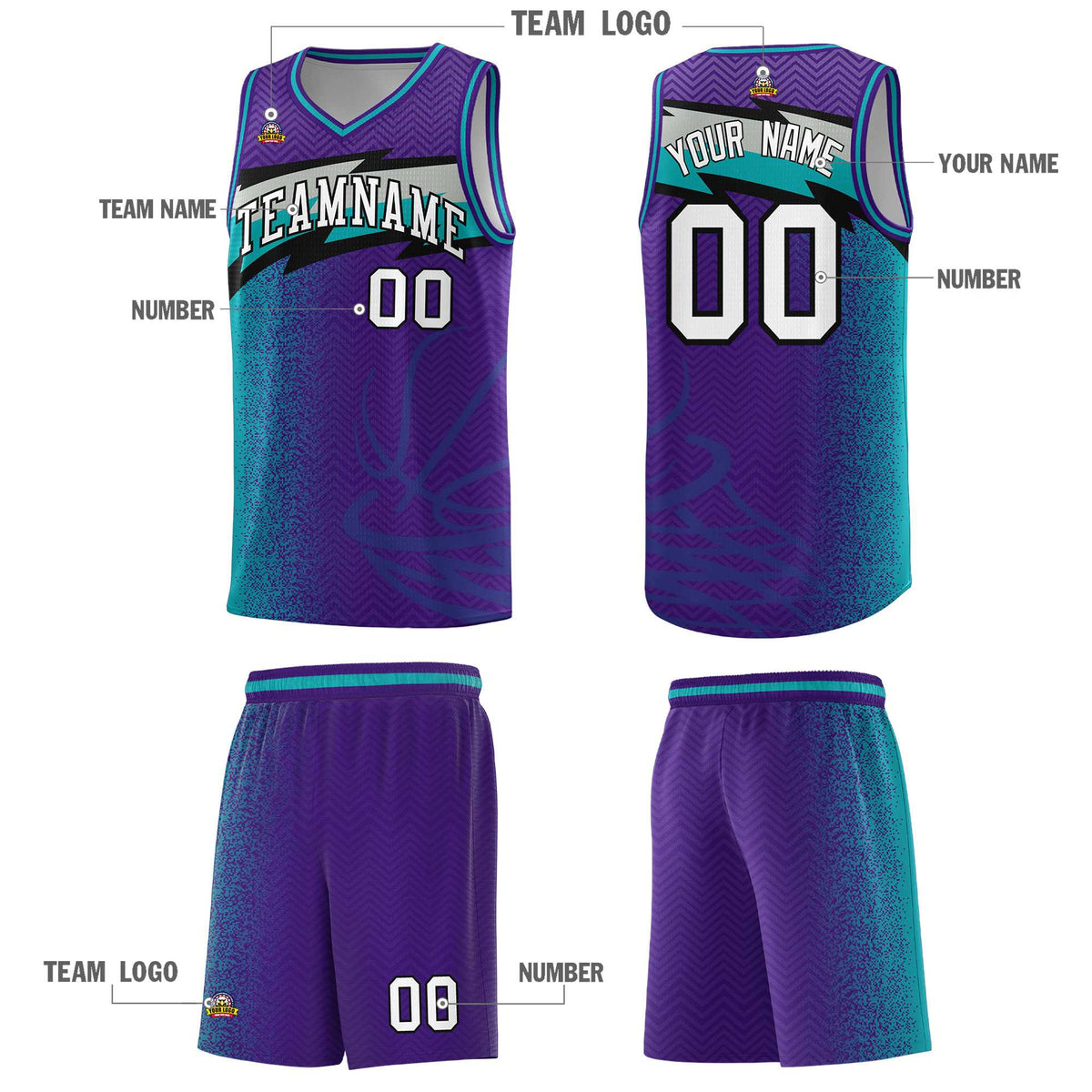 Custom Purple Dot Scatter Graffiti Pattern Sports Uniform Basketball Jersey