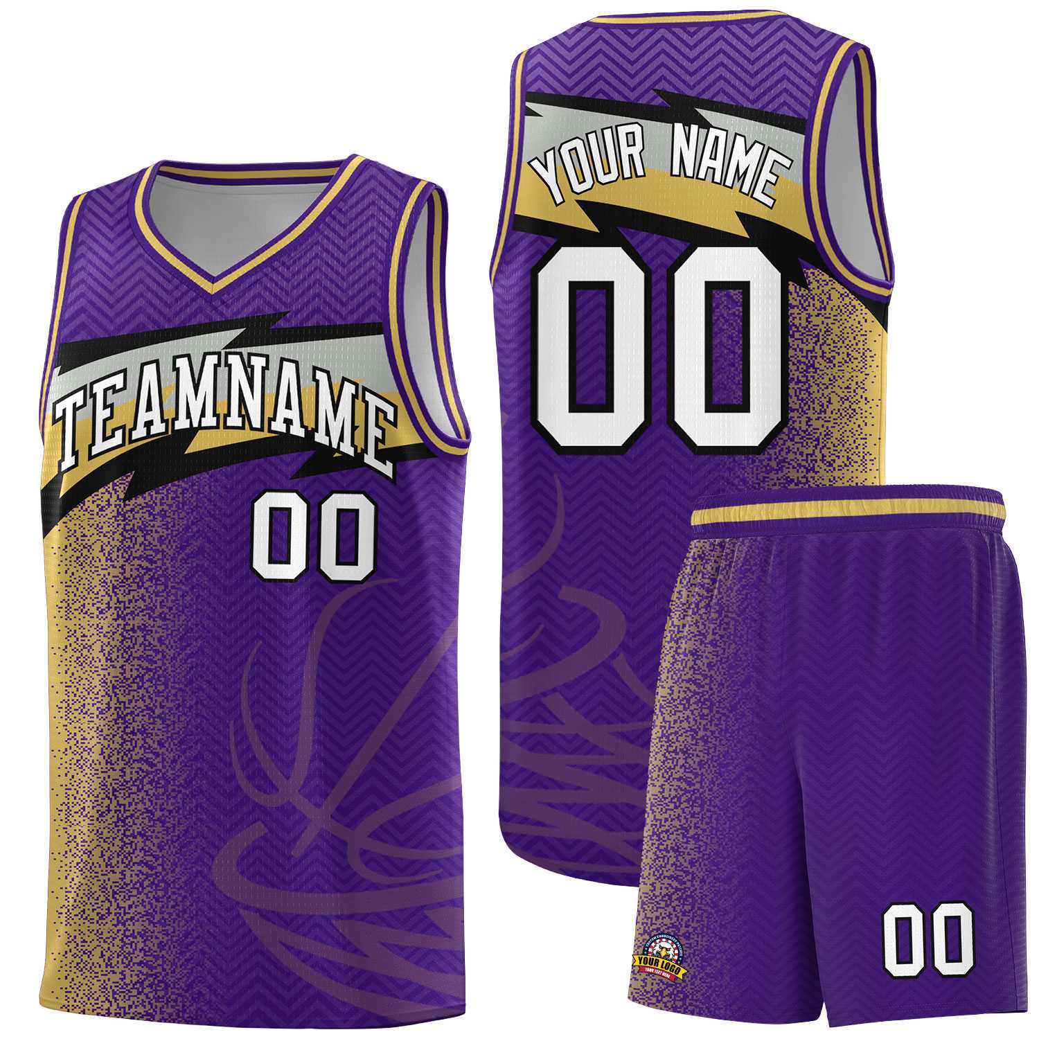 Custom Purple Dot Scatter Graffiti Pattern Sports Uniform Basketball Jersey