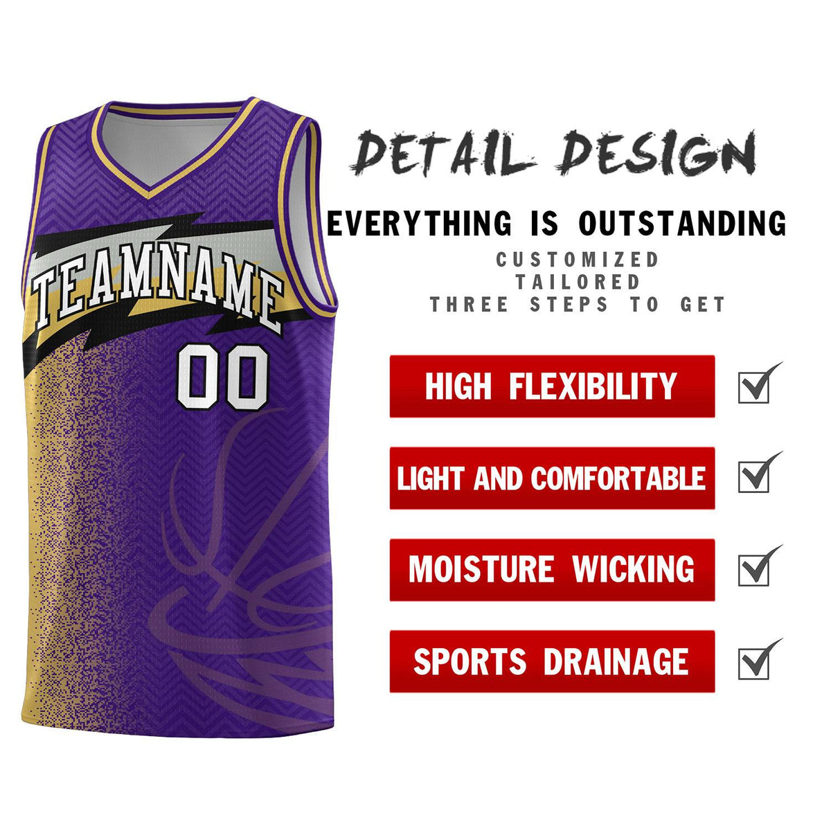 Custom Purple Dot Scatter Graffiti Pattern Sports Uniform Basketball Jersey