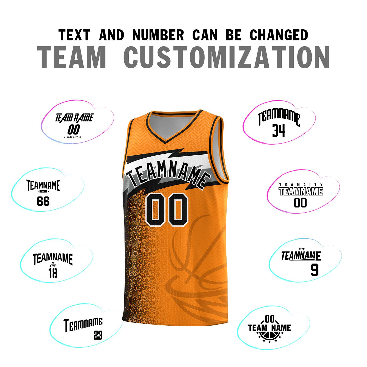 Custom Broncos Orange Dot Scatter Graffiti Pattern Sports Uniform Basketball Jersey
