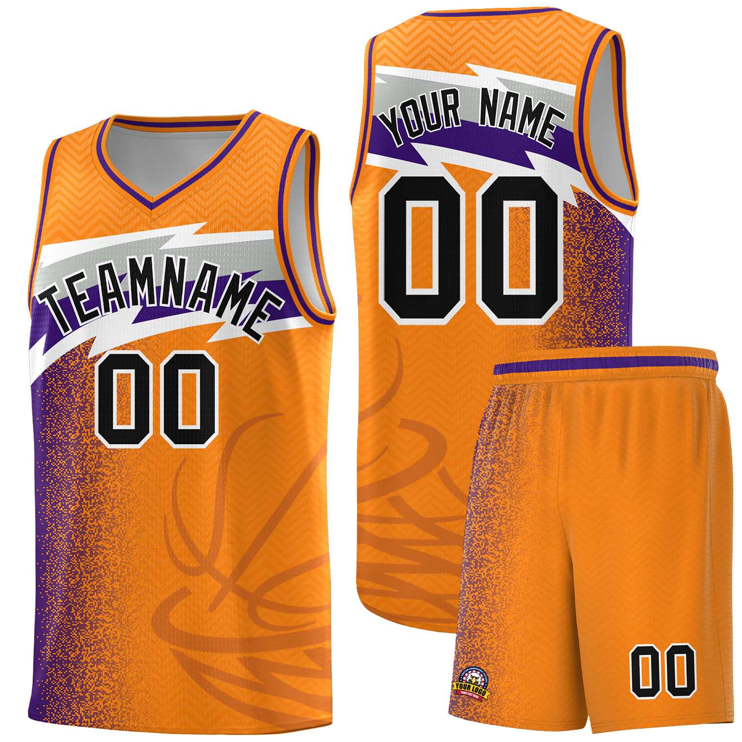 Custom Broncos Orange Dot Scatter Graffiti Pattern Sports Uniform Basketball Jersey